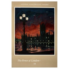 Original Retro London Electricity Board Poster The Power Of London Parliament