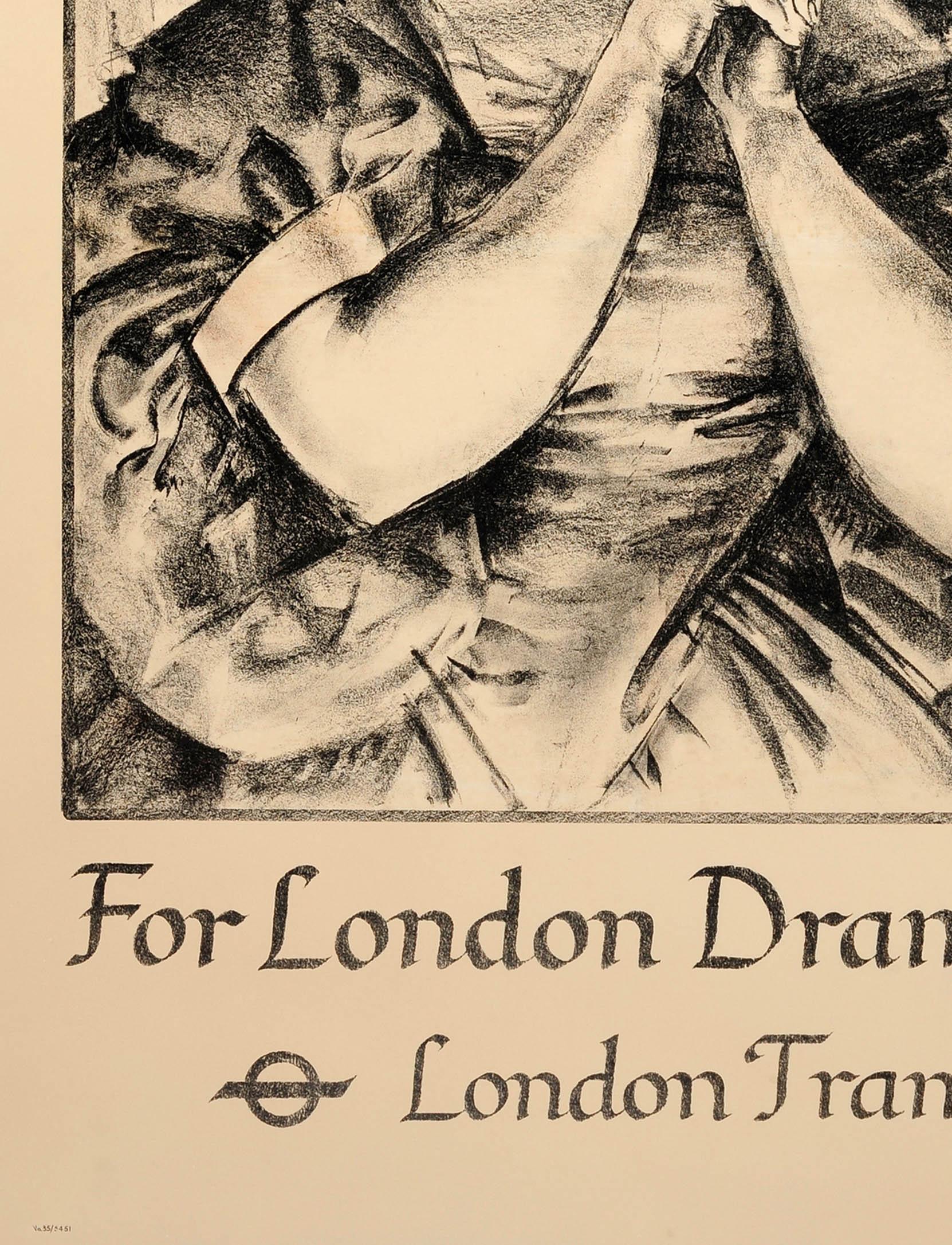 British Original Vintage 1935 London Theatre Poster For London Drama London Transport For Sale