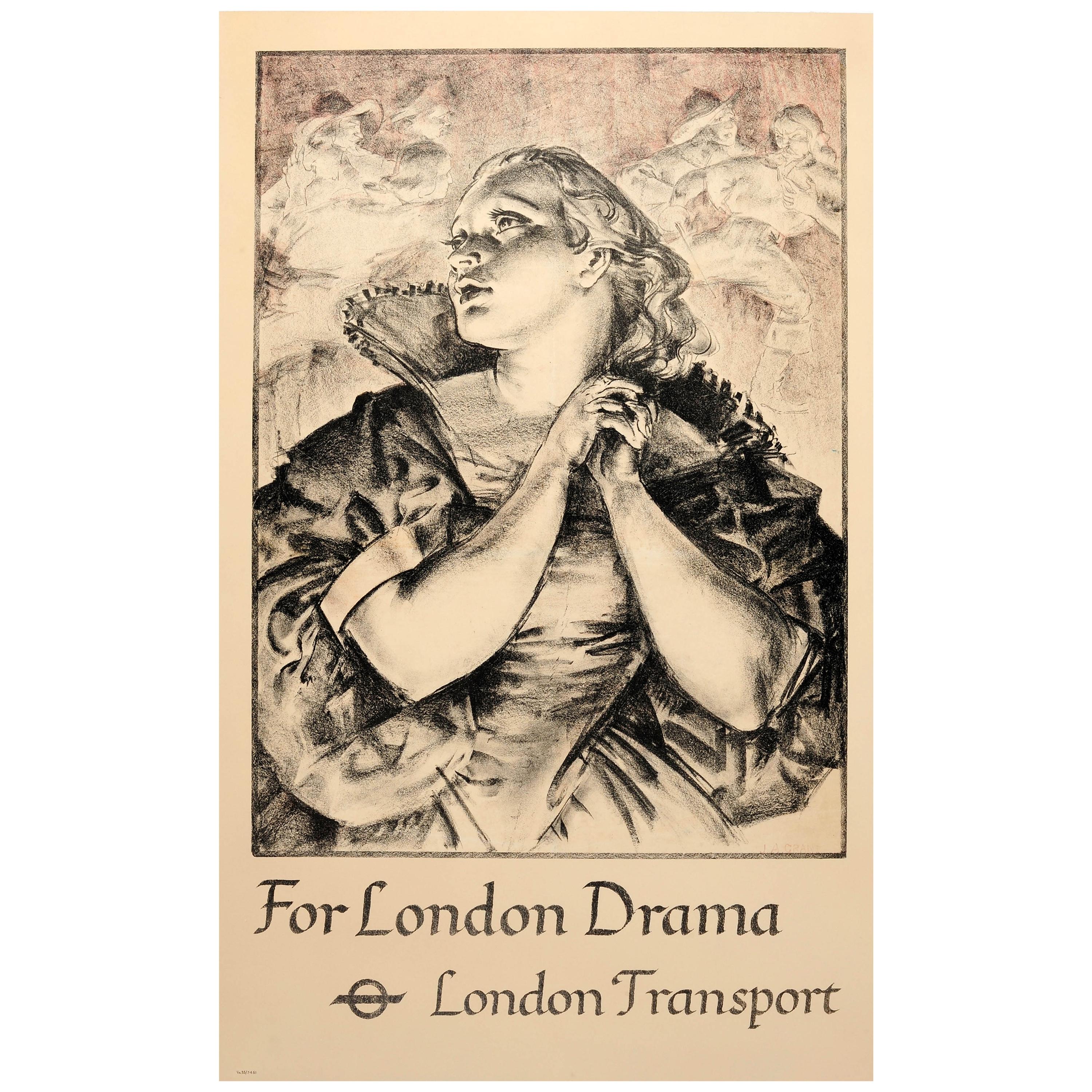 Original Vintage 1935 London Theatre Poster For London Drama London Transport
