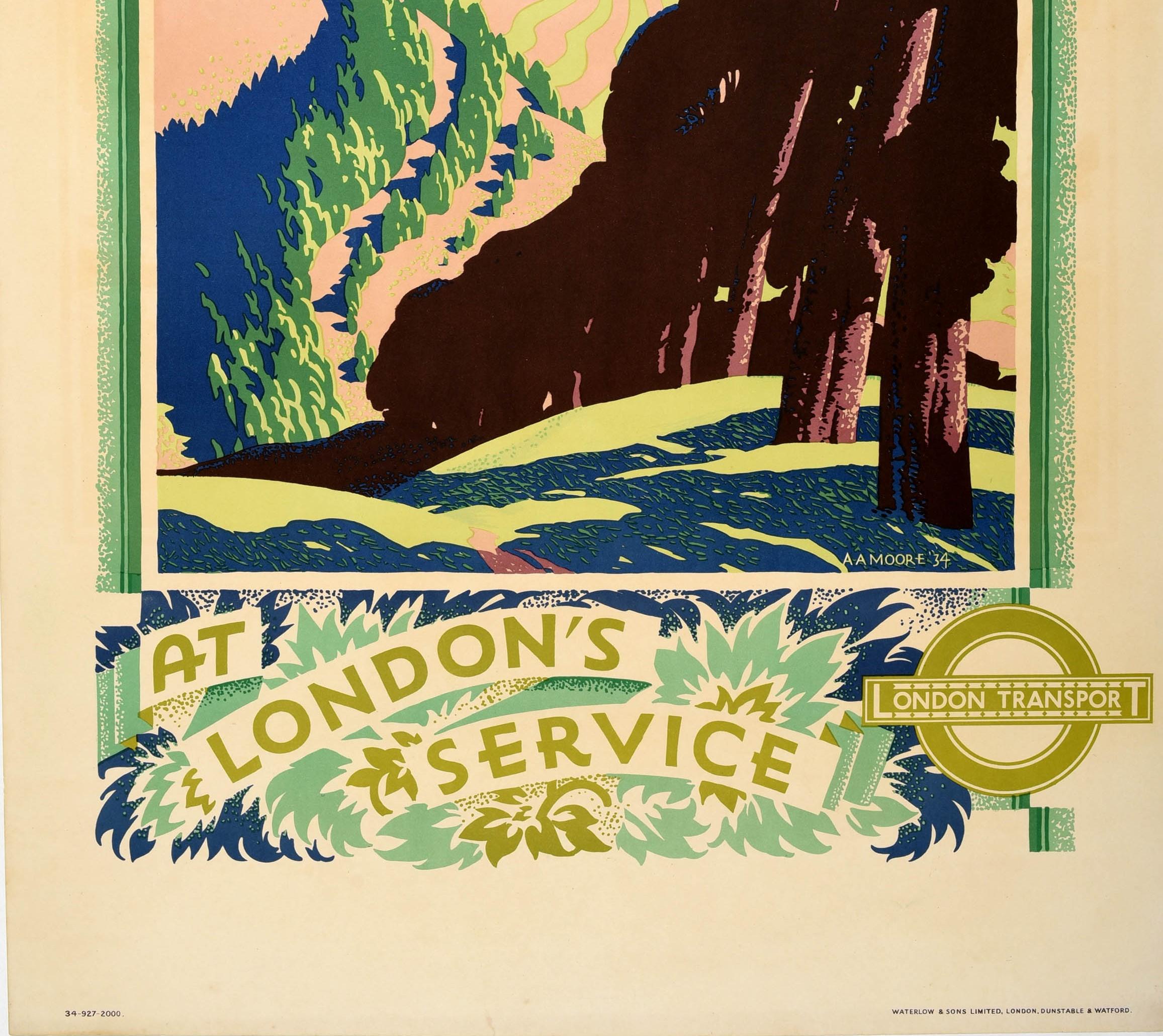 British Original Vintage London Transport Poster At London's Service Countryside Art