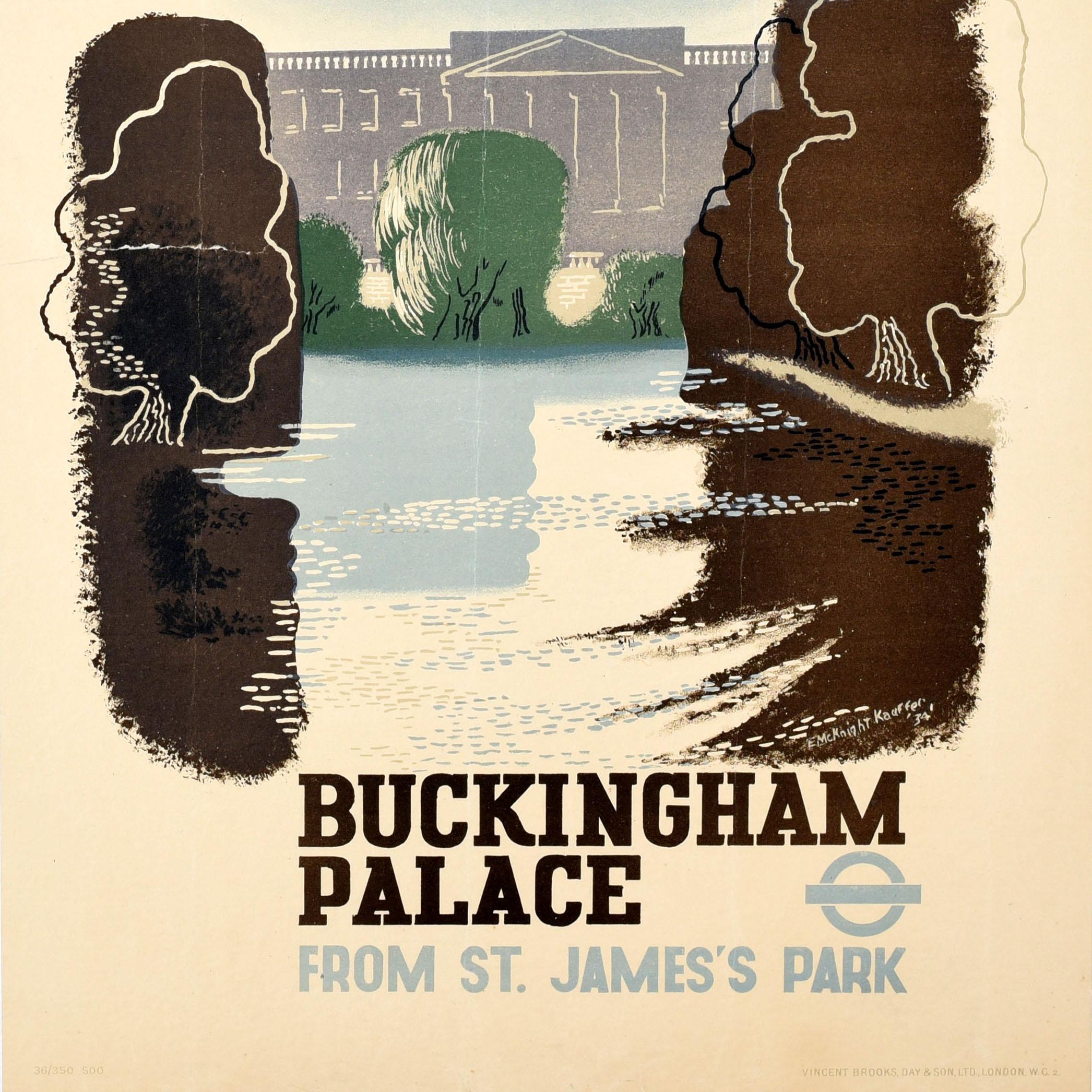 Mid-20th Century Original Vintage London Transport Poster Buckingham Palace McKnight Kauffer Art