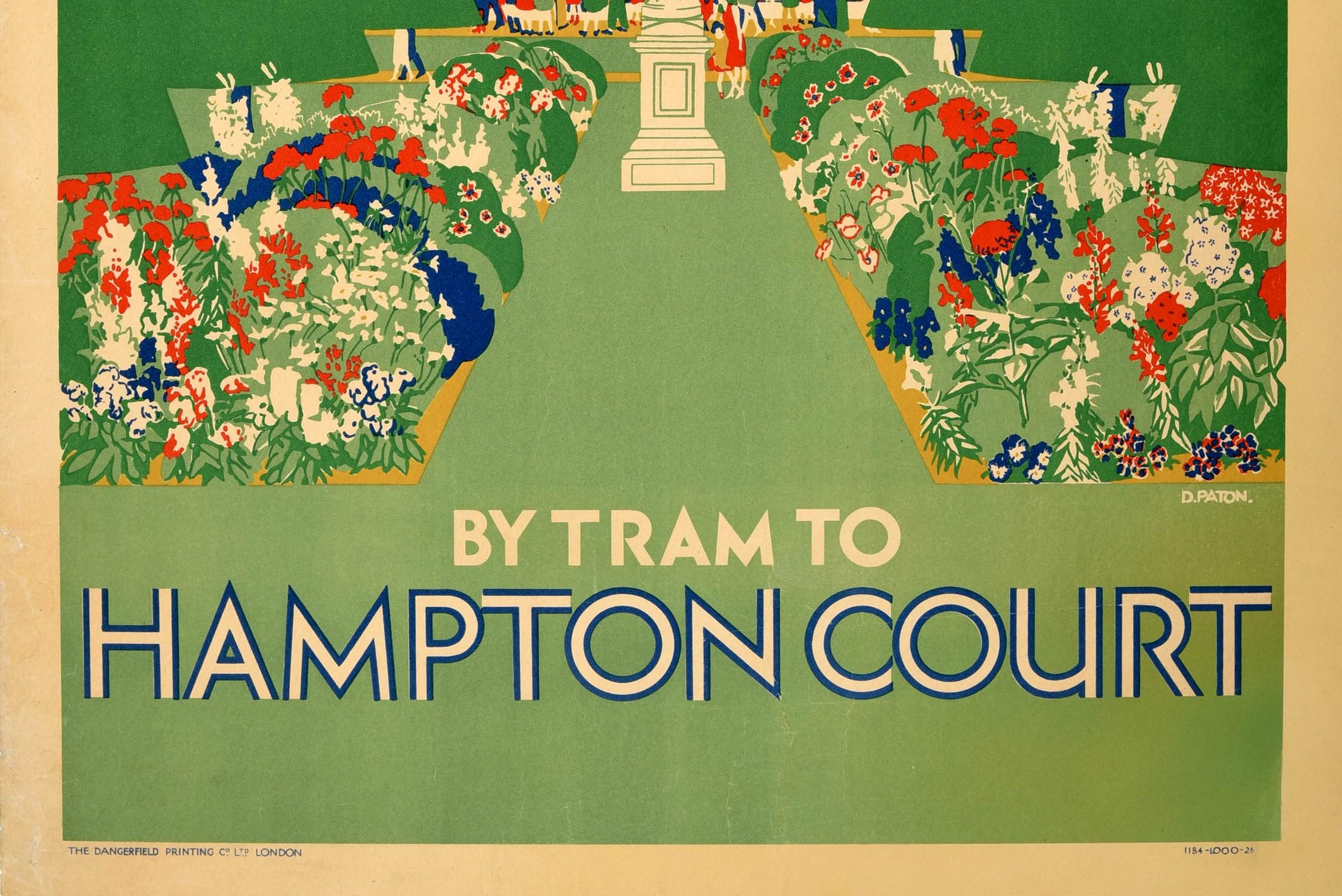 British Original Vintage London Transport Poster By Tram To Hampton Court Royal Palace For Sale