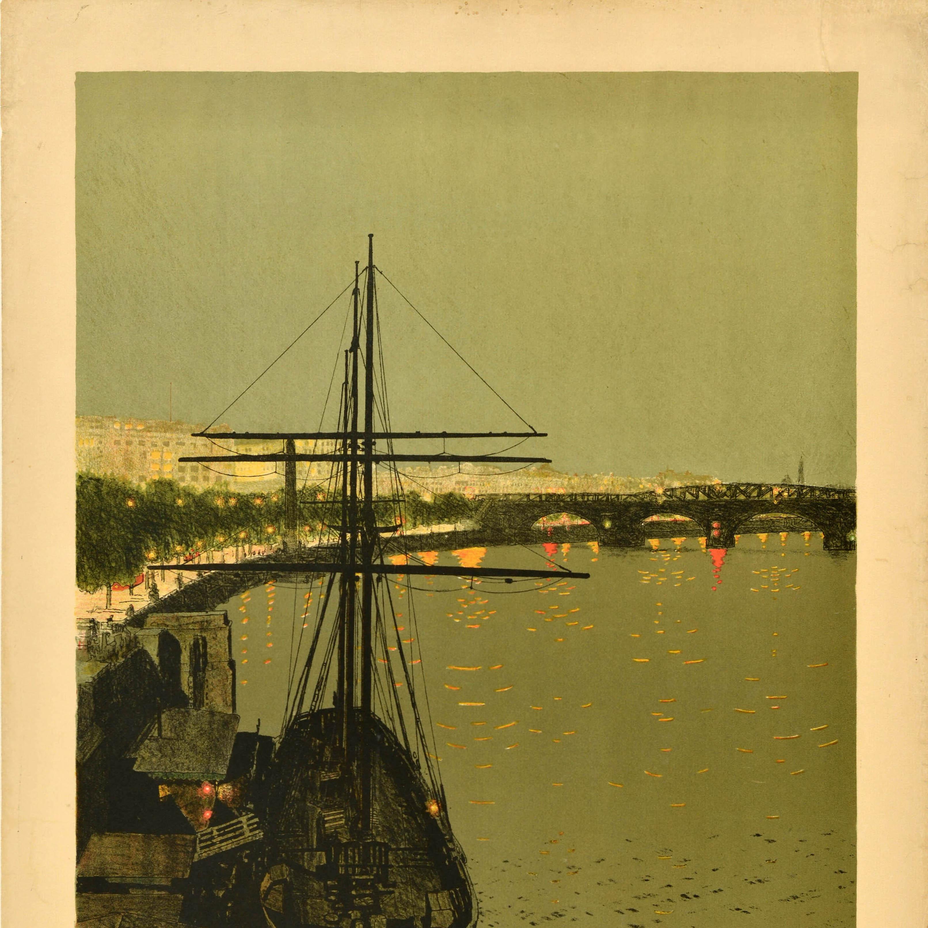 Britannico Poster originale d'epoca sui trasporti londinesi Chas Pears Boat Kings Reach Thames in vendita