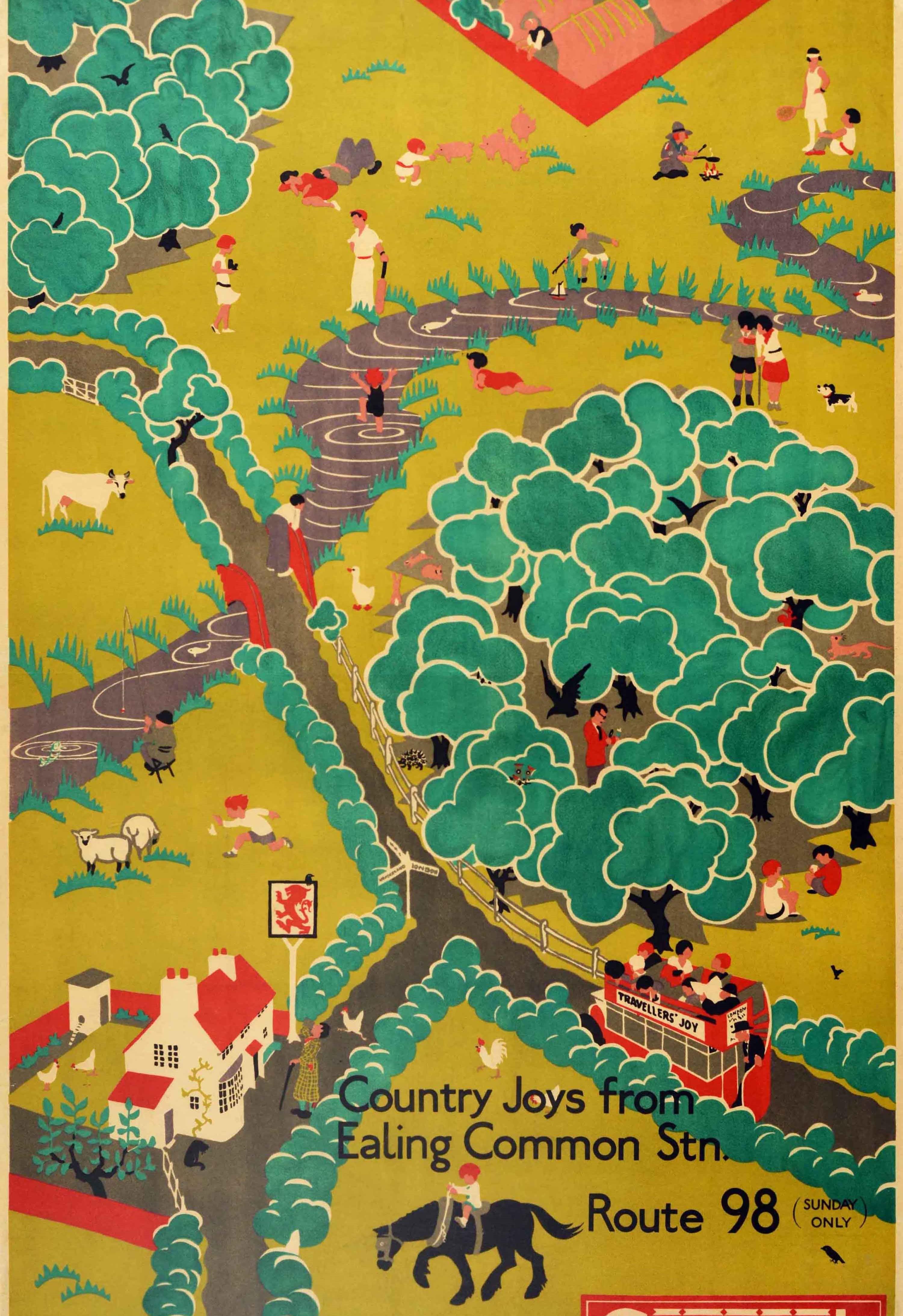 Original Vintage-Poster, London, Landleben, „Ealing Common“, General Bus (Papier) im Angebot