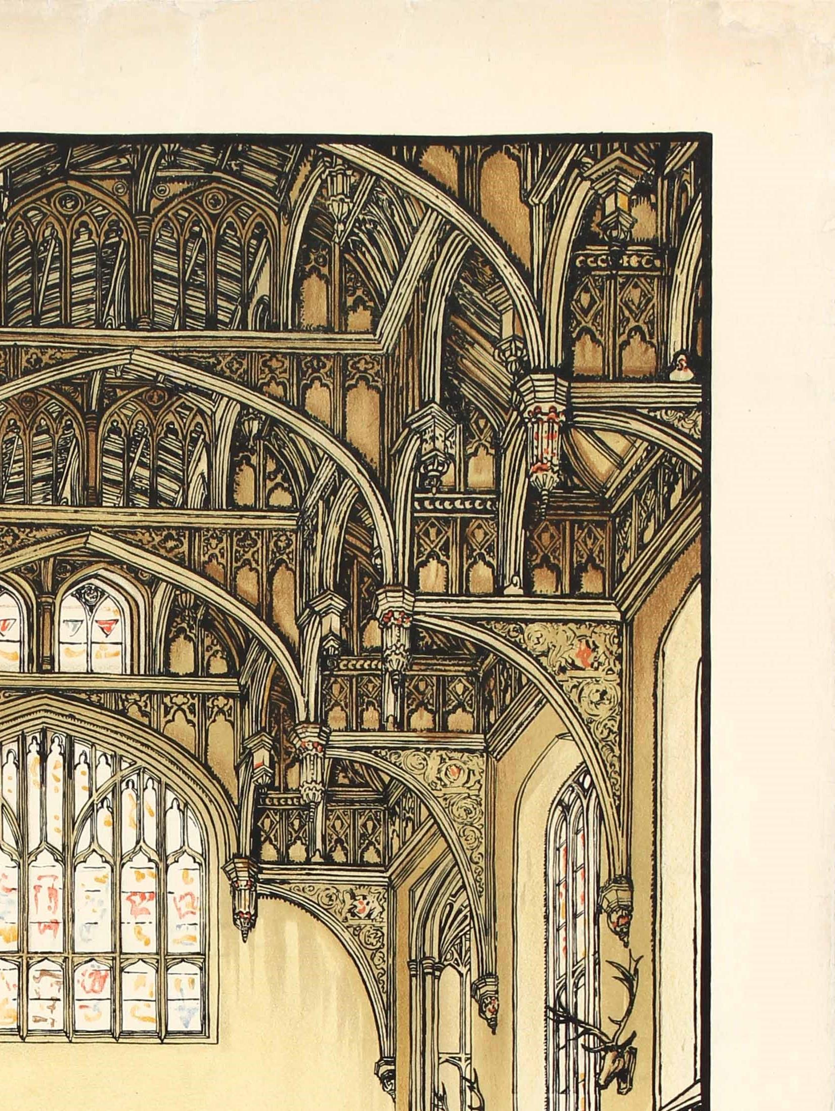 Britannique Affiche rétro originale des transports à Londres, Palais de la Cour de Hampton, Roi Henry VIII en vente