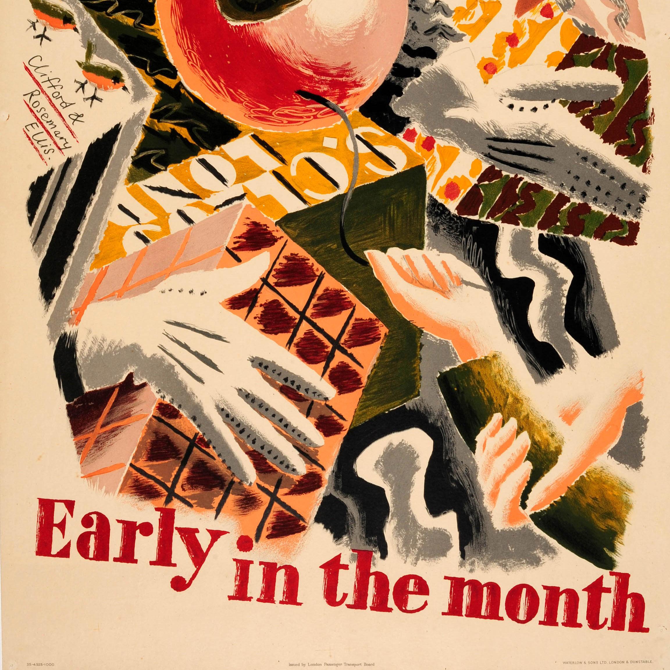 British Original Vintage London Transport Poster It Is Better To Shop Early In The Month For Sale