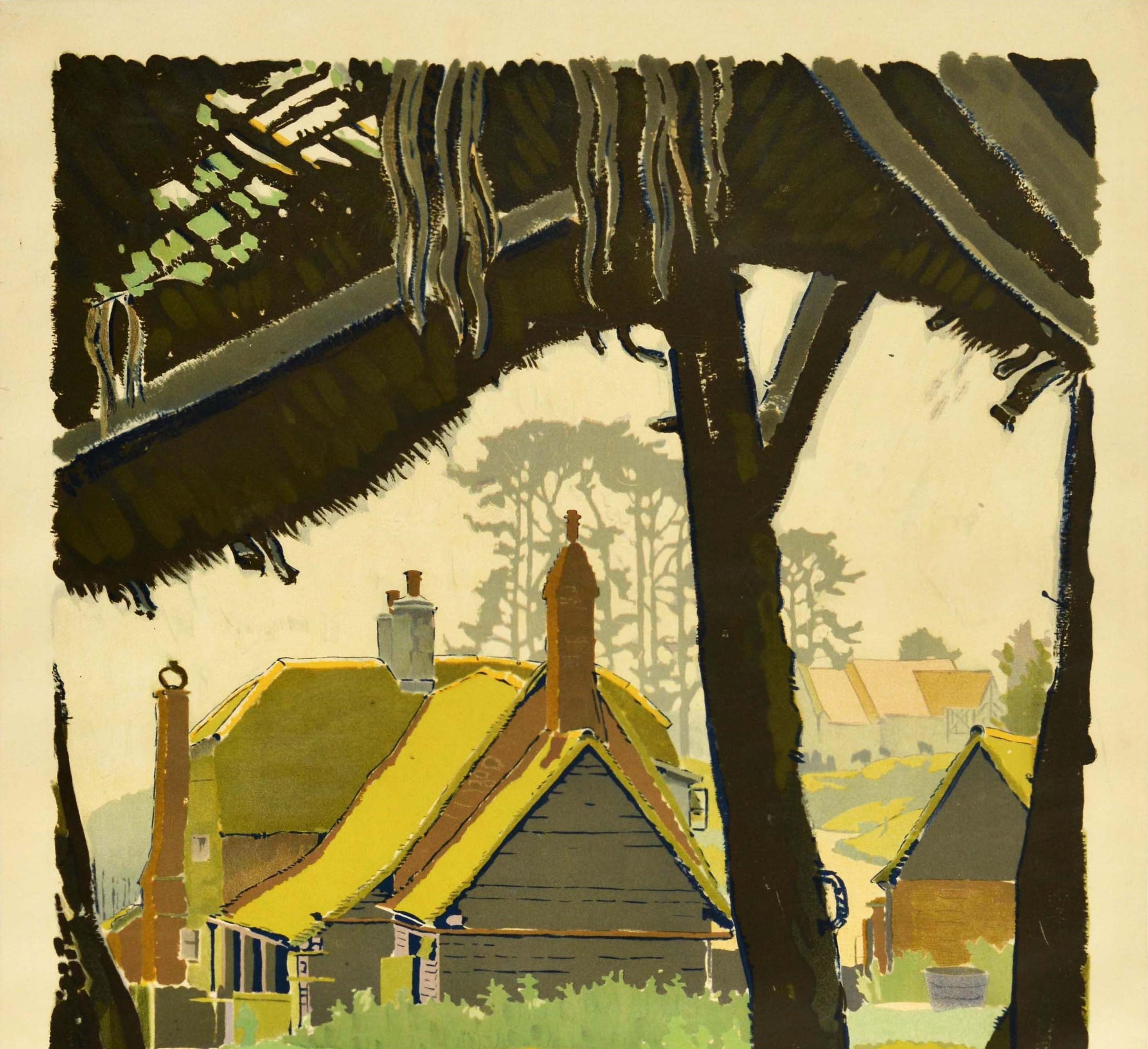 Original vintage London transport travel poster featuring artwork by the English artist and designer Frederic Gregory Brown (1887-1941) of a picturesque view of the historic Little Hampden village in Buckinghamshire with the text below - It's a