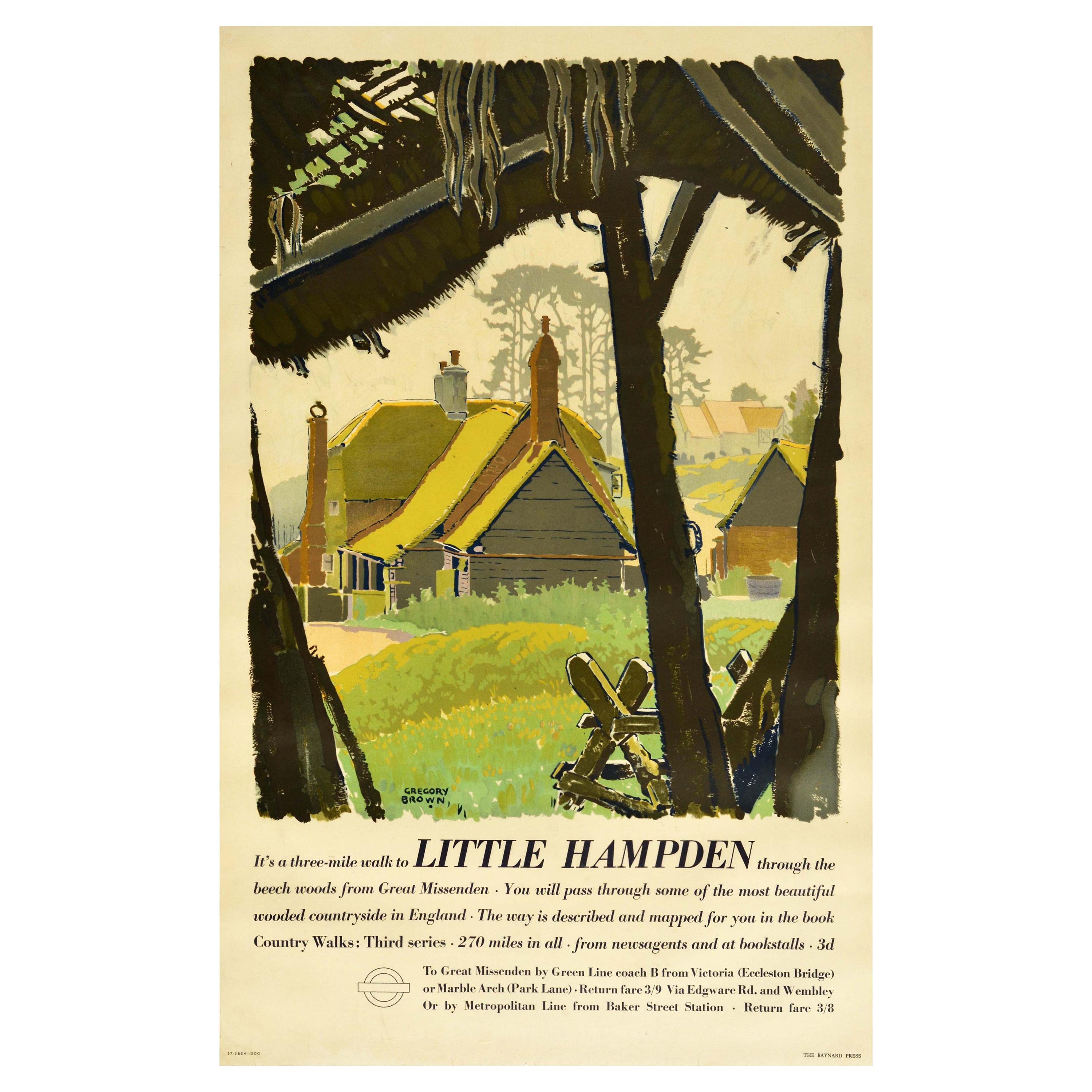 Affiche rétro originale de Londres sur les transports, Little Hampden Woods Countryside Walks