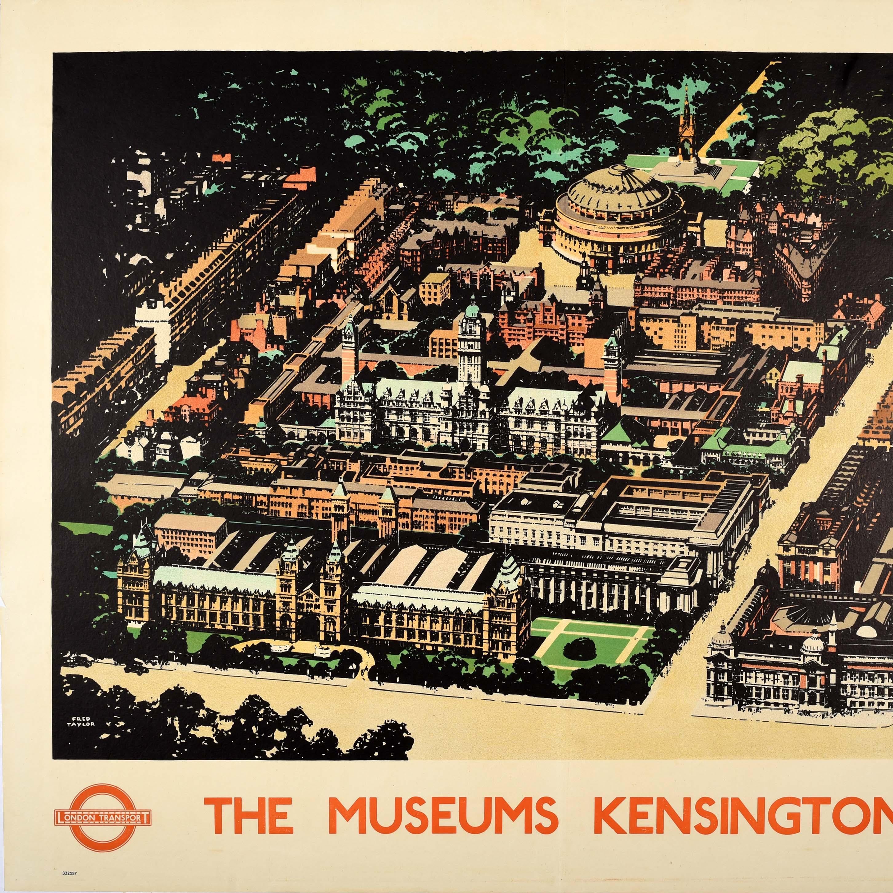 British Original Vintage London Transport Poster Museums Kensington Map Fred Taylor Art For Sale