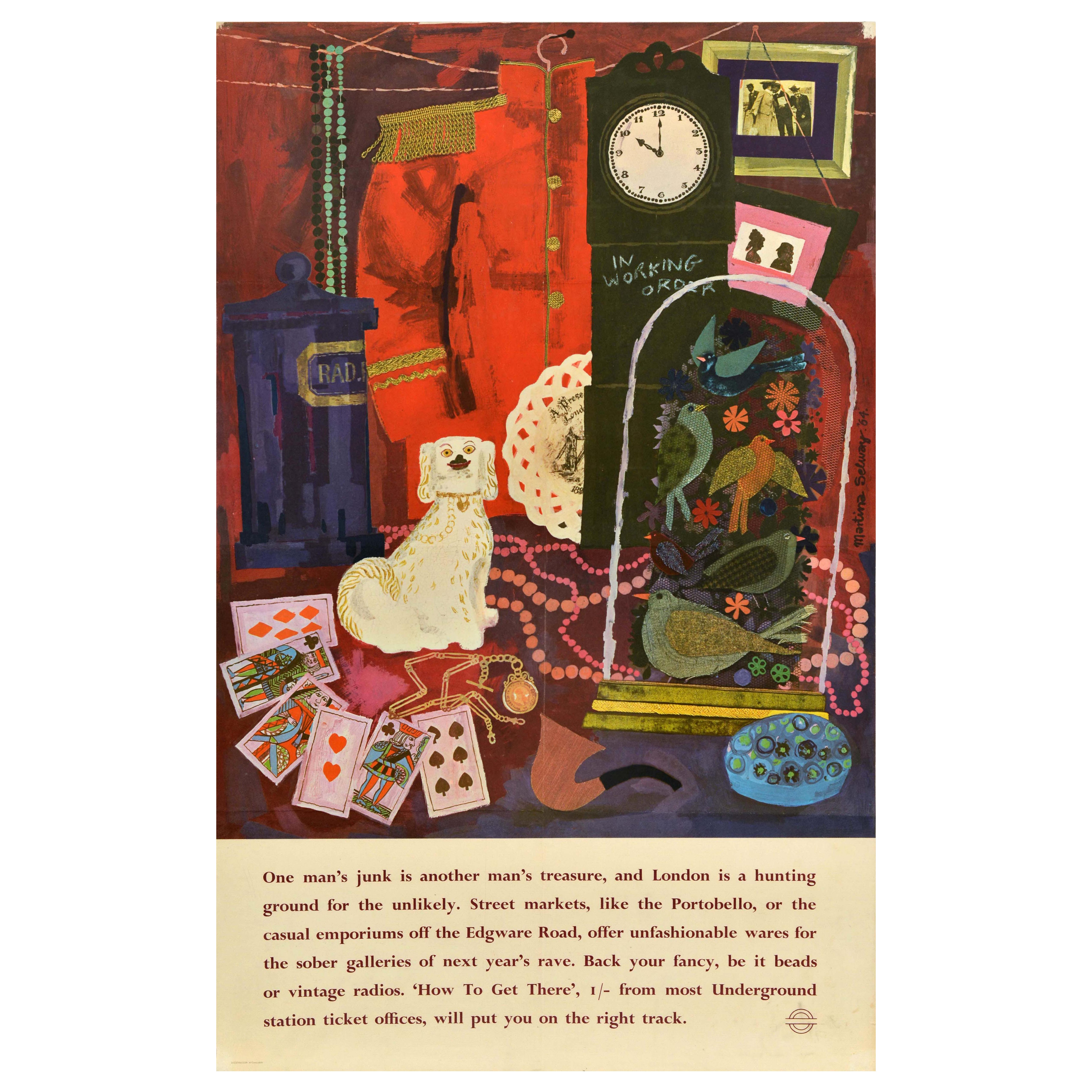 Original Vintage London Transport Poster One Mans Junk Street Markets Portobello