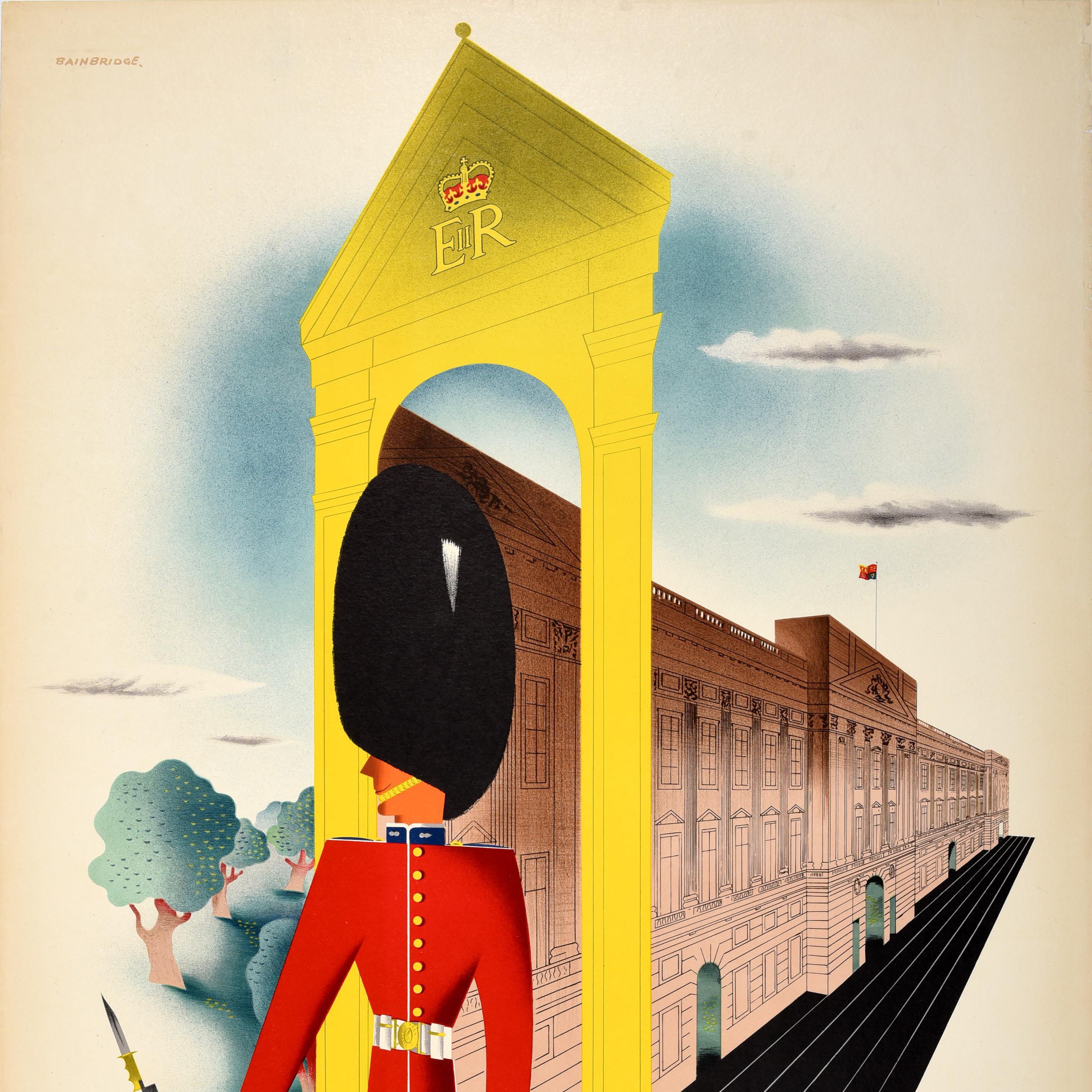 Britannique Affiche rétro originale de la Garde royale de Londres et du palais de Buckingham en vente