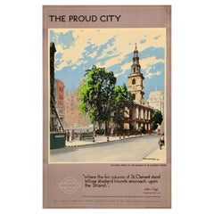 Original Vintage London Transport Poster The Proud City St Clement Strand UK