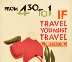 Affiche rétro originale des transports à Londres, Voyage, Art, Dessin de lapin