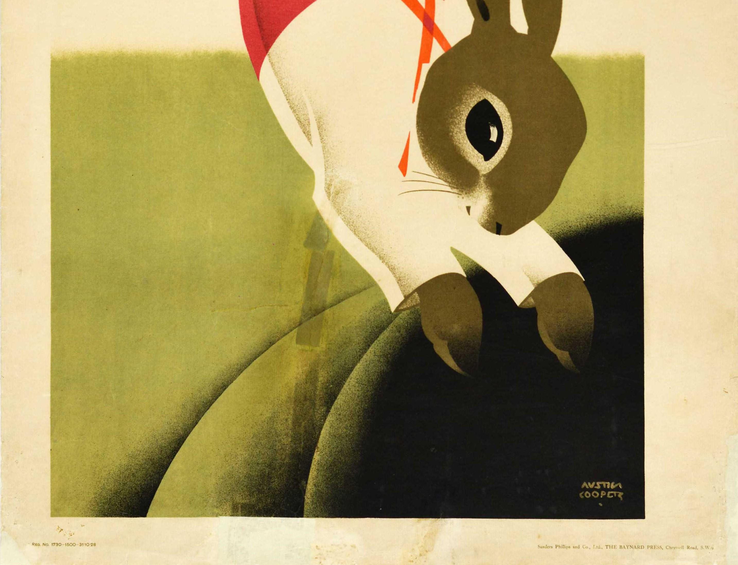 British Original Vintage London Transport Poster Travel Underground Art Rabbit Design