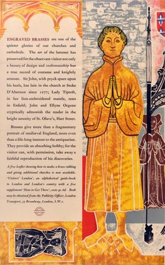 Original Vintage London Transport Travel Poster Engraved Brasses Church Marsden
