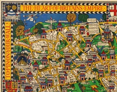 Original Vintage London Transport Travel Poster Heart Of Empire Pictorial Map