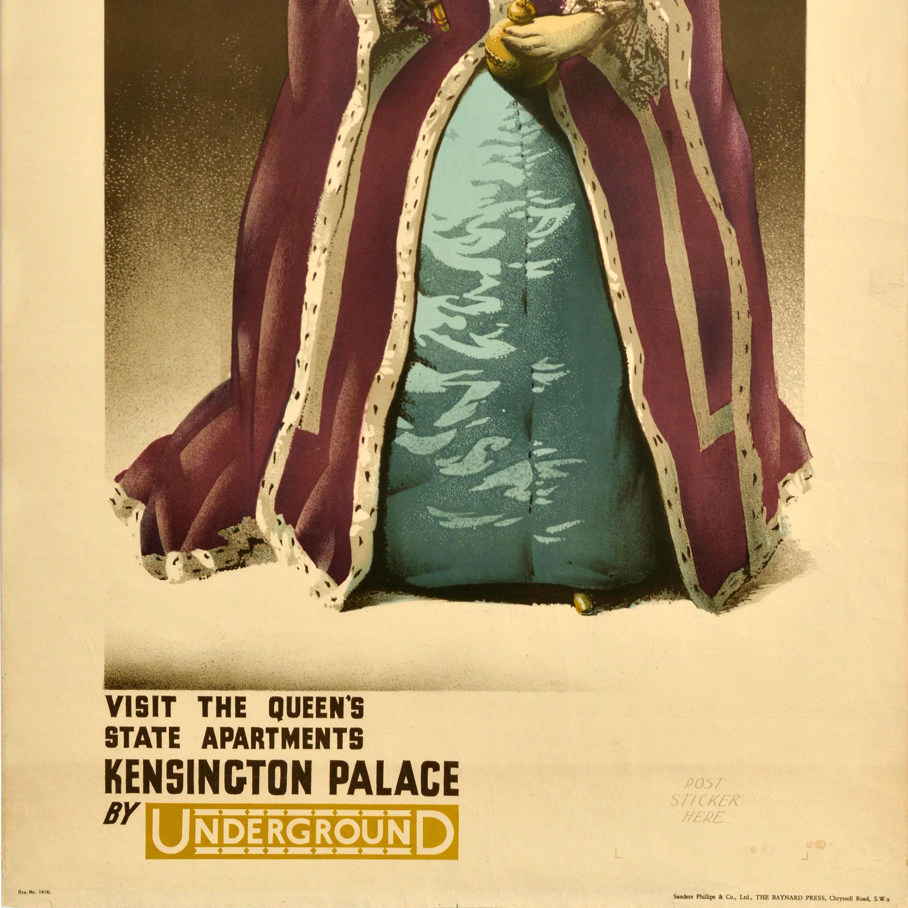 Poster di viaggio originale d'epoca sui trasporti londinesi Kensington Palace Austin Cooper In condizioni buone in vendita a London, GB