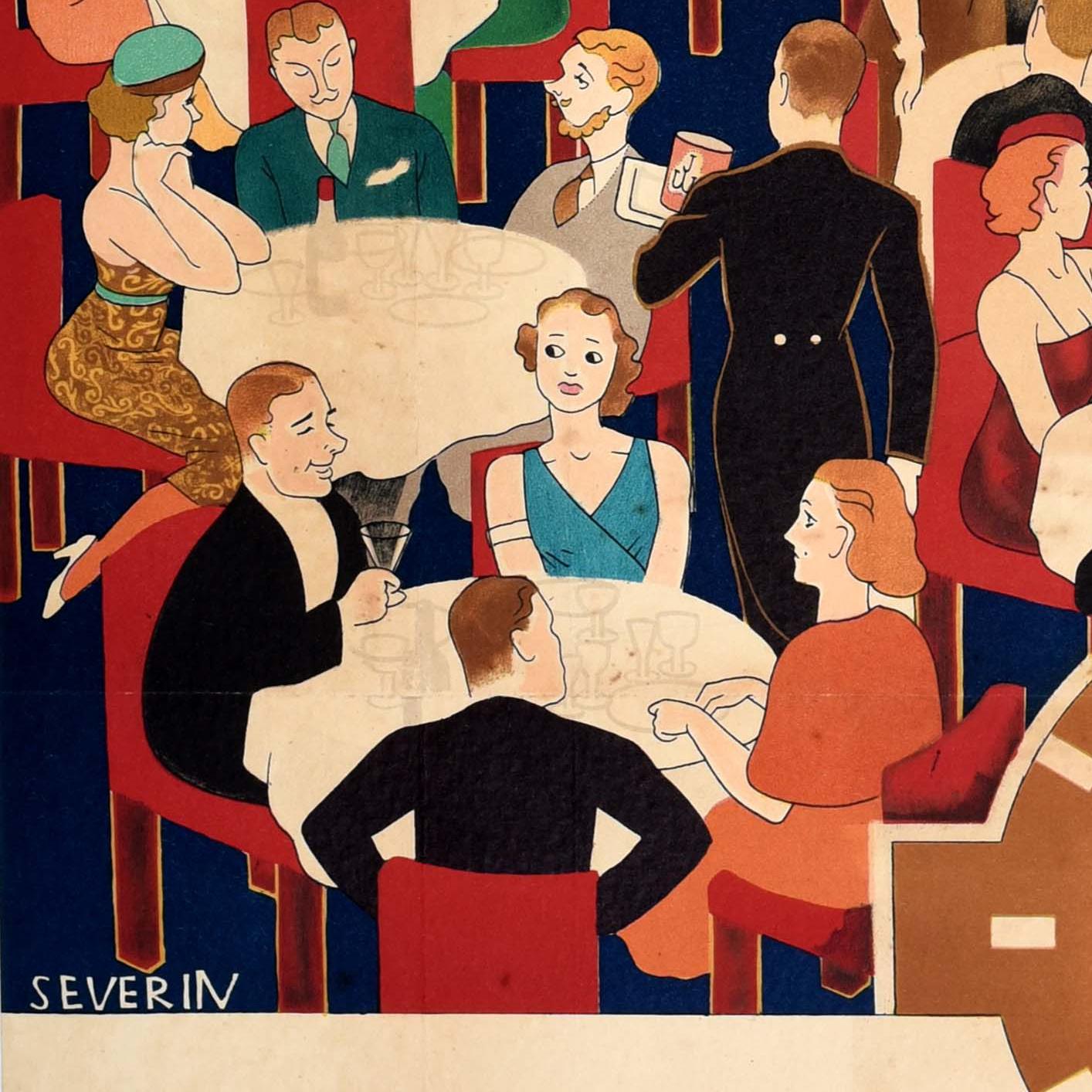 Metà XX secolo Poster di viaggio originale d'epoca sui trasporti londinesi Why Home So Soon Restaurant UK in vendita