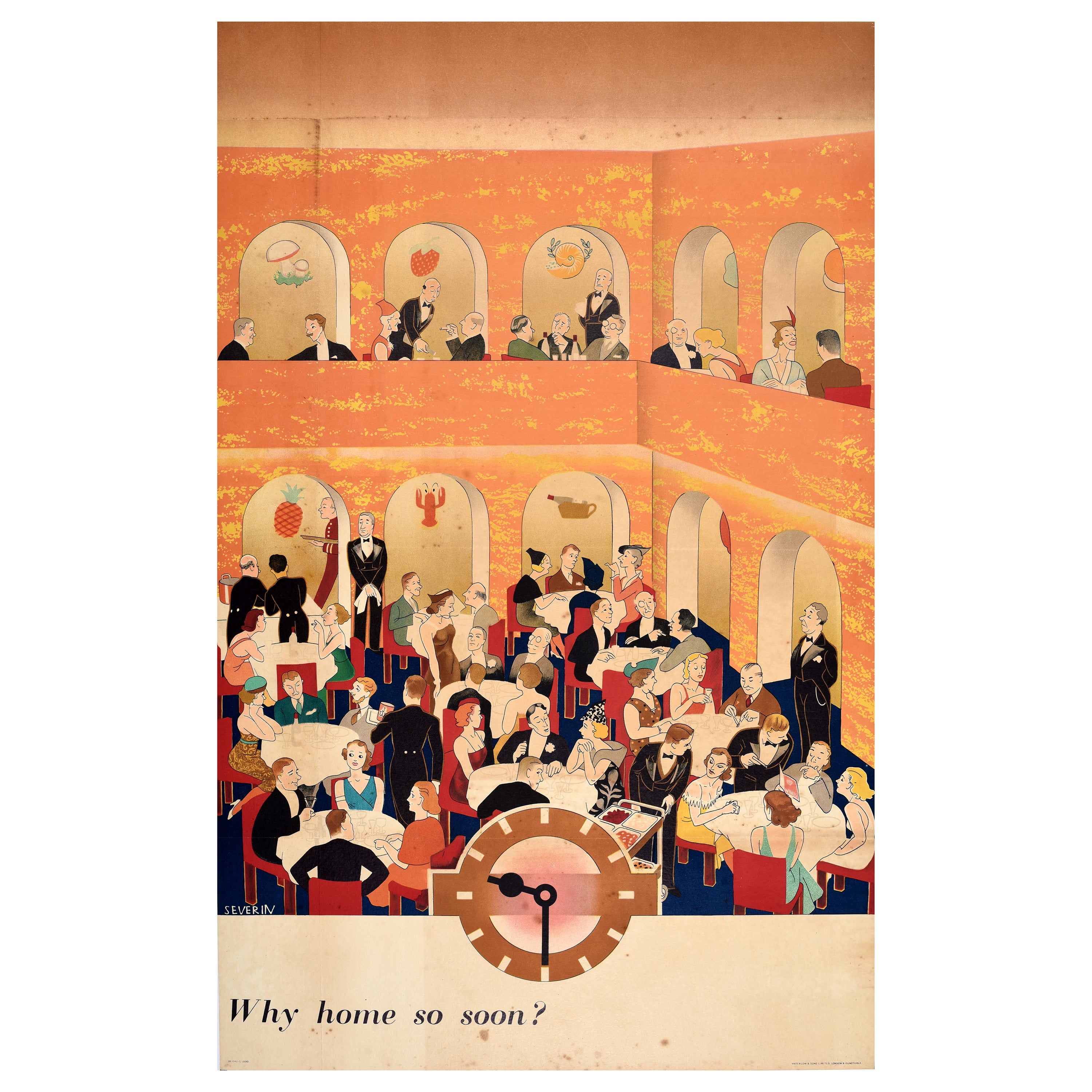 Original Vintage London Transport Travel Poster Why Home So Soon Restaurant UK