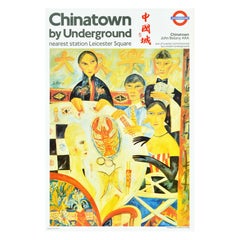 Original Vintage London Underground Poster Chinatown Escalator Panel Bellany