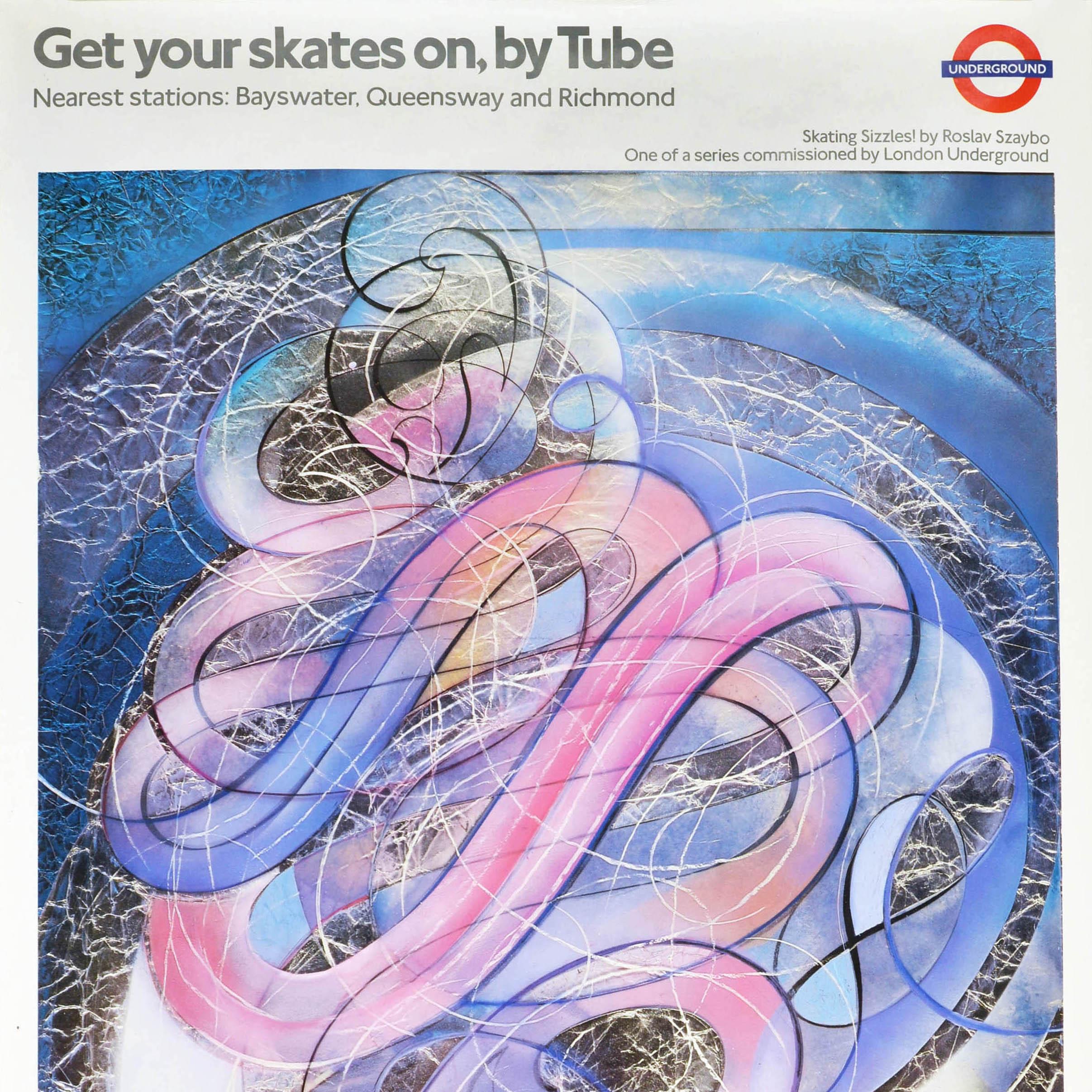 British Original Vintage London Underground Poster Get Your Skates On Roslav Szaybo Art For Sale