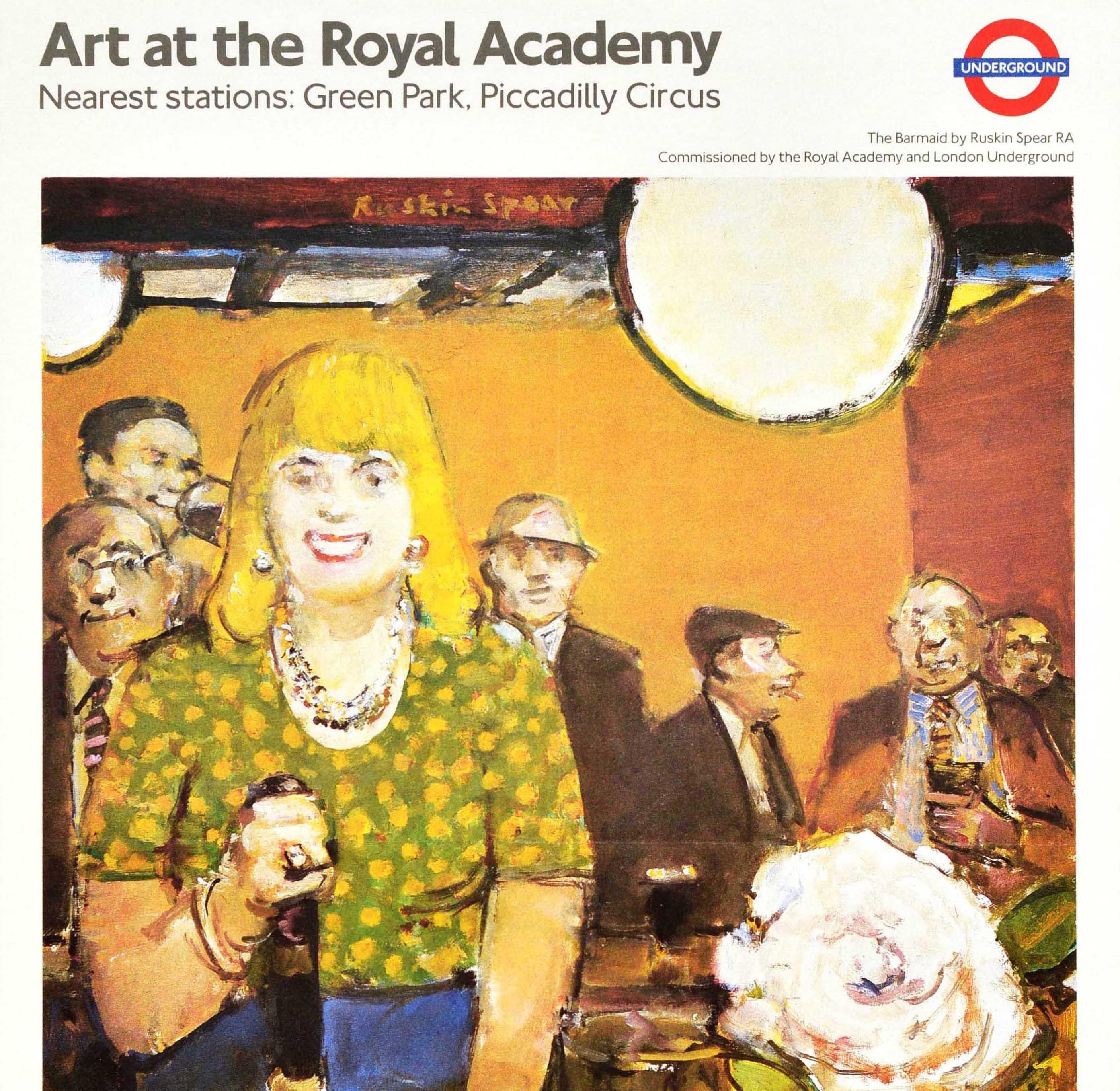 British Original Vintage London Underground Poster Art At The Royal Academy Spear For Sale