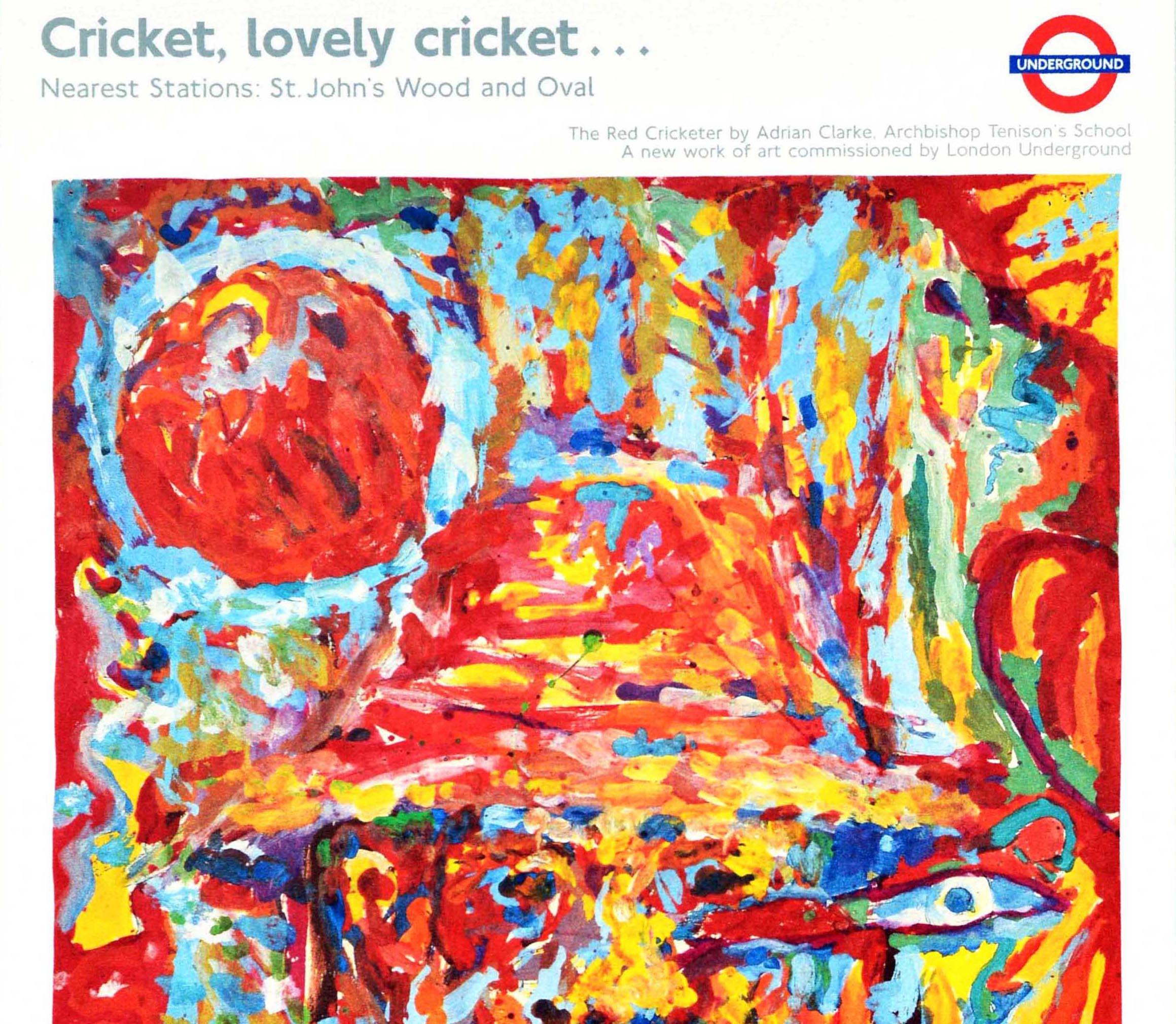 British Original Vintage London Underground Poster LT Lovely Cricket Adrian Clarke Art