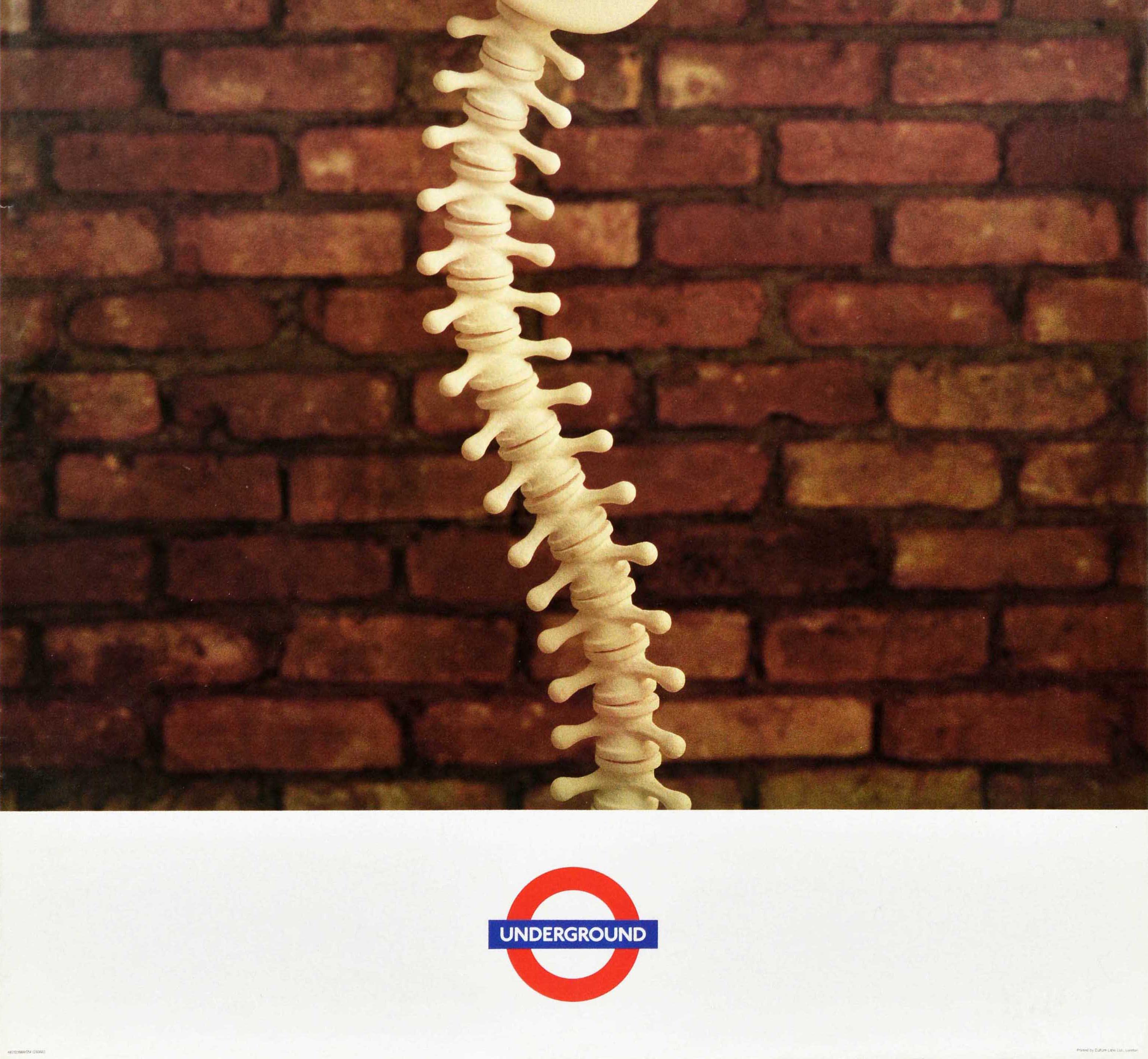 Late 20th Century Original Vintage London Underground Poster LT Starve A Meter Skeleton Parking For Sale