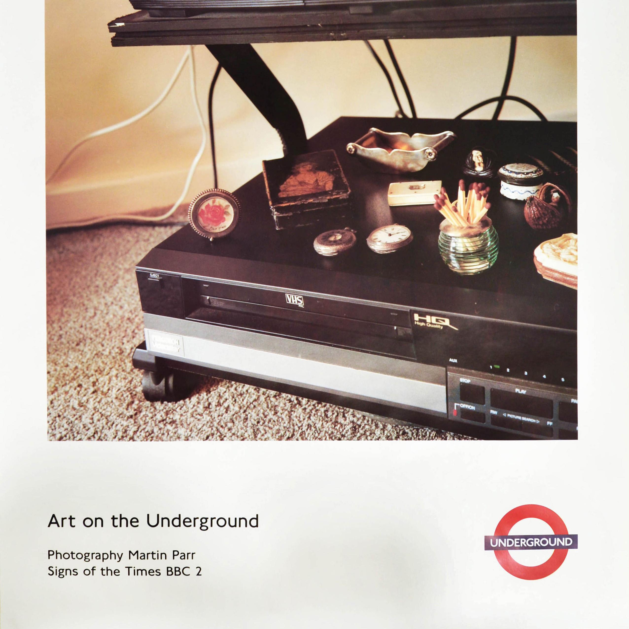 British Original Vintage London Underground Poster Martin Parr VHS Recorder TV Design For Sale