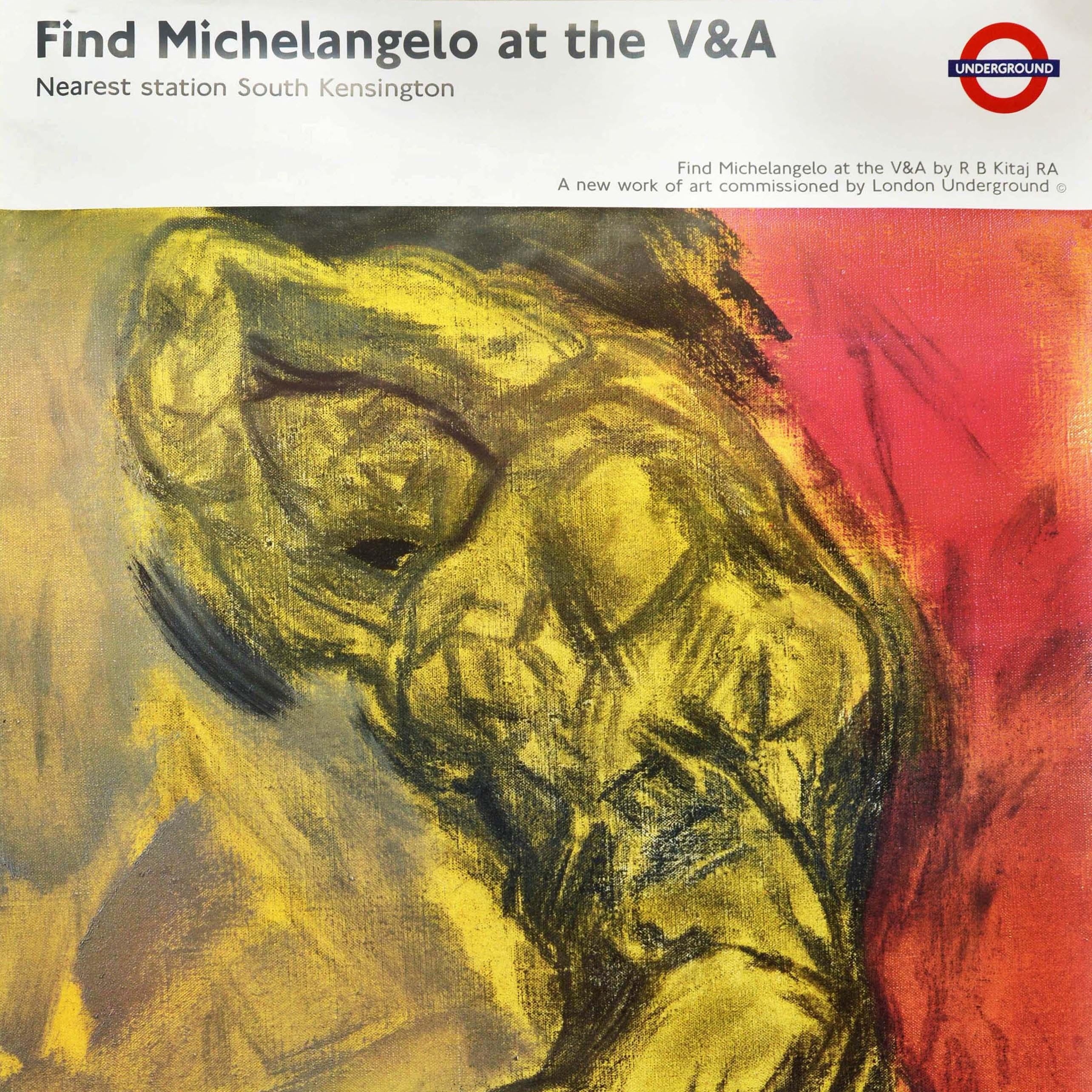 Britannico Poster originale d'epoca della metropolitana di Londra Michelangelo Victoria and Albert Museum in vendita