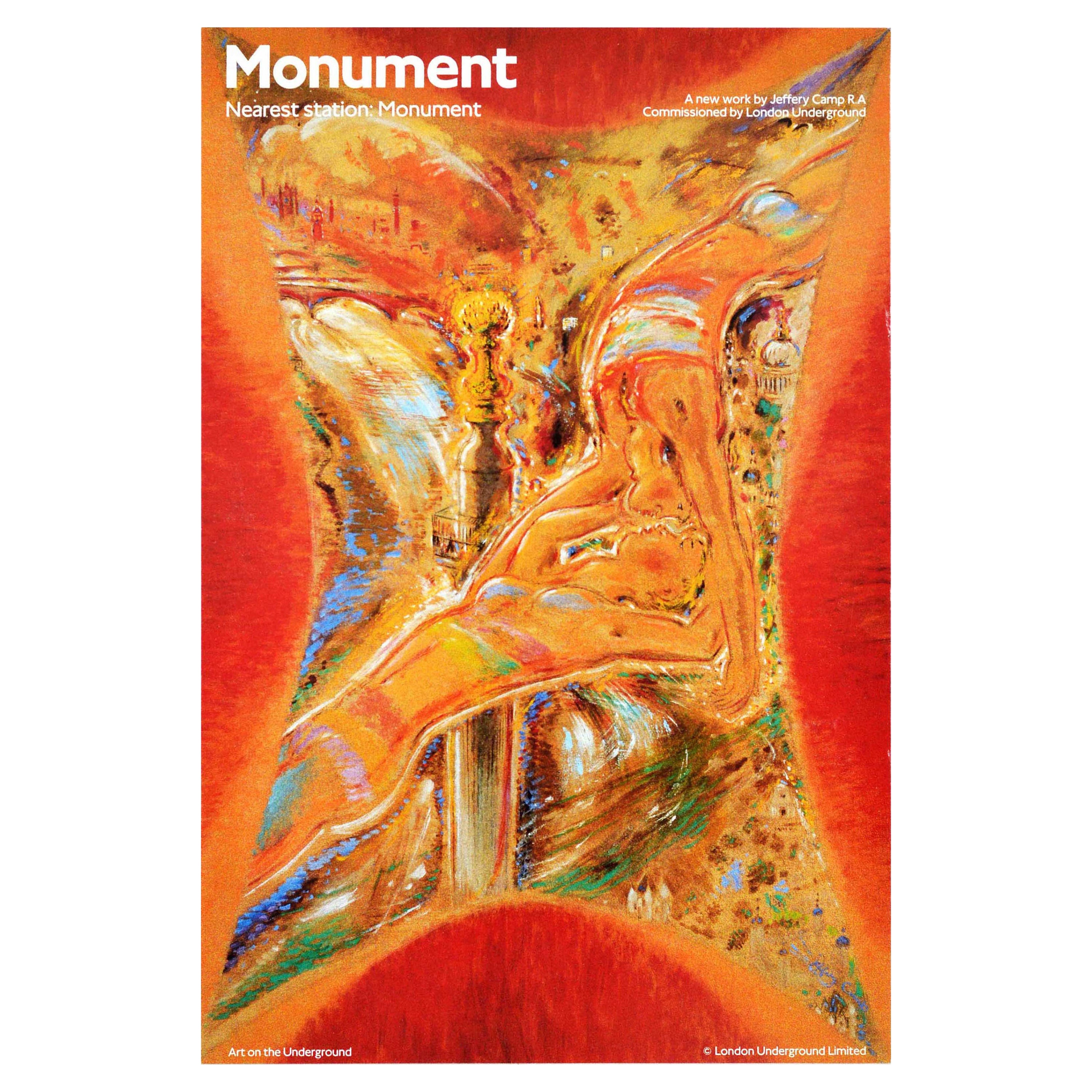 Original Vintage Londoner U-Bahn-Poster, Monumentalsäule, Jeffery Camp, Vintage