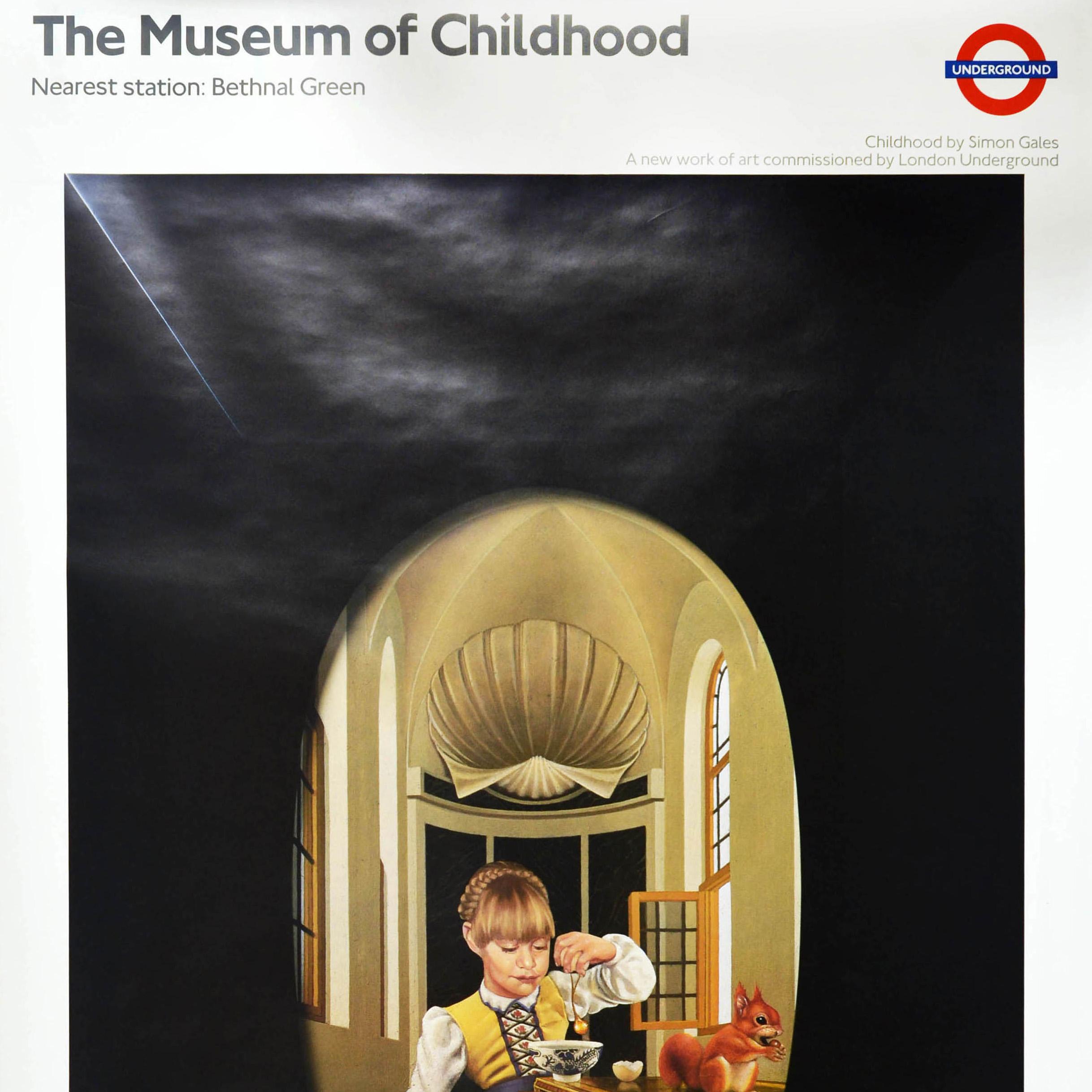 Original Vintage Londoner U-Bahn-Poster, Museum of Childhood, Eichhörnchen-Röhren-Kunst (Britisch) im Angebot