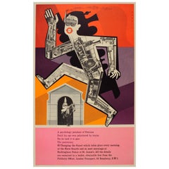 Poster originale d'epoca della metropolitana di Londra - Studente di psicologia a Horse Guards