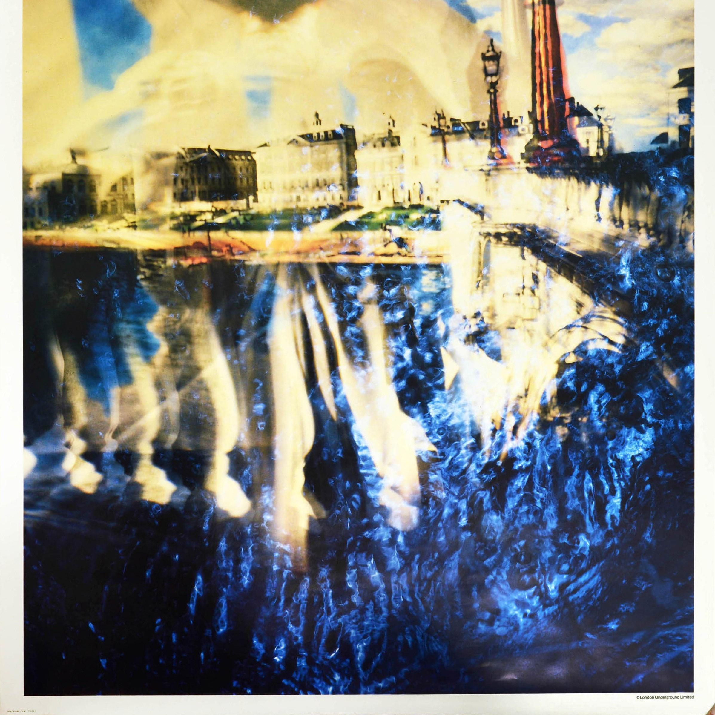 Affiche rétro originale du métro de Londres, Richmond Riverside, Tamise River Art Bon état - En vente à London, GB