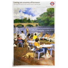 Original Vintage London Underground Poster Serpentine Lido Sunny Afternoon Tube