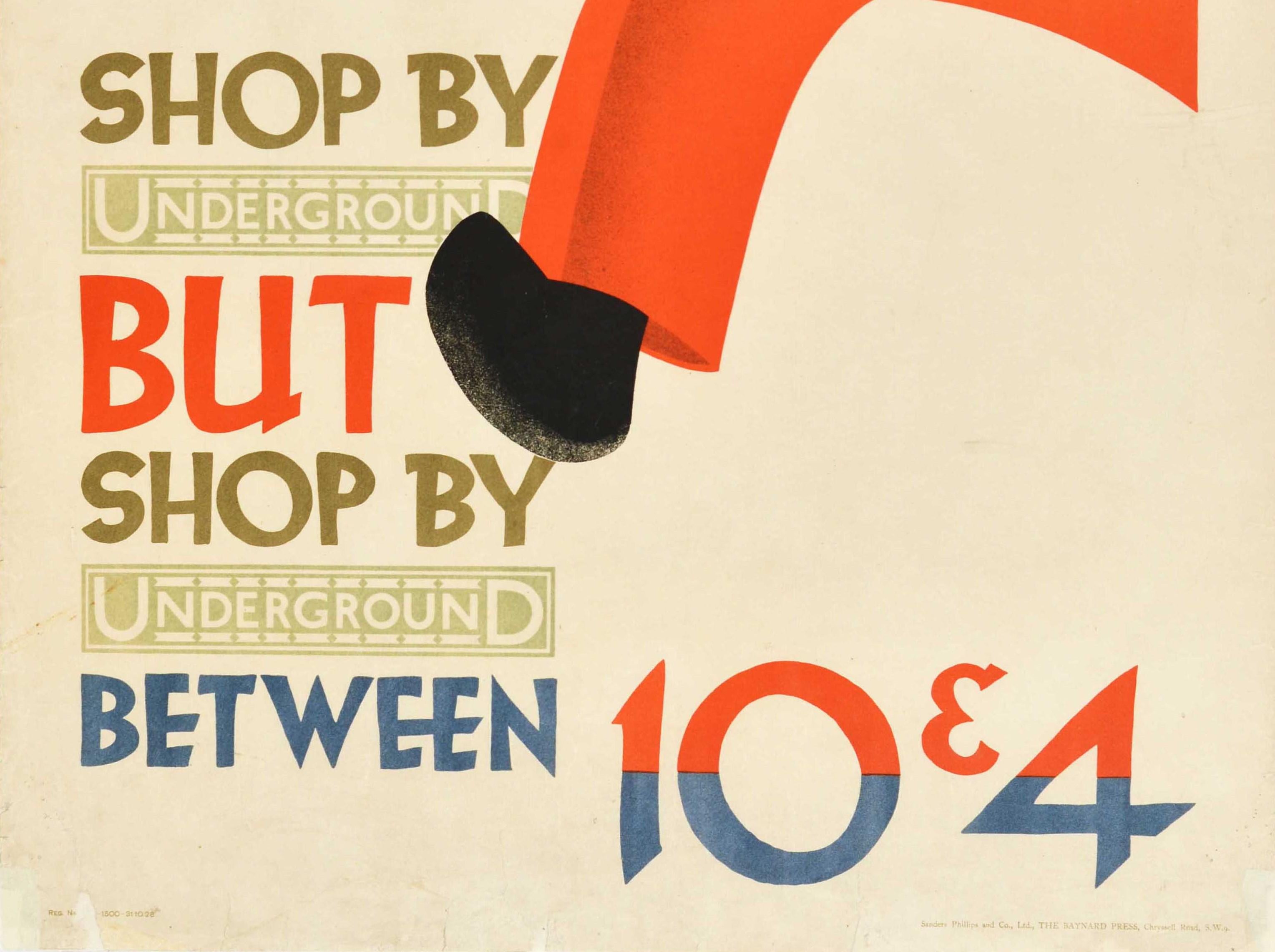 Britannique Poster Vintage Original Vintage London Underground Shop By Underground Off Peak Travel en vente