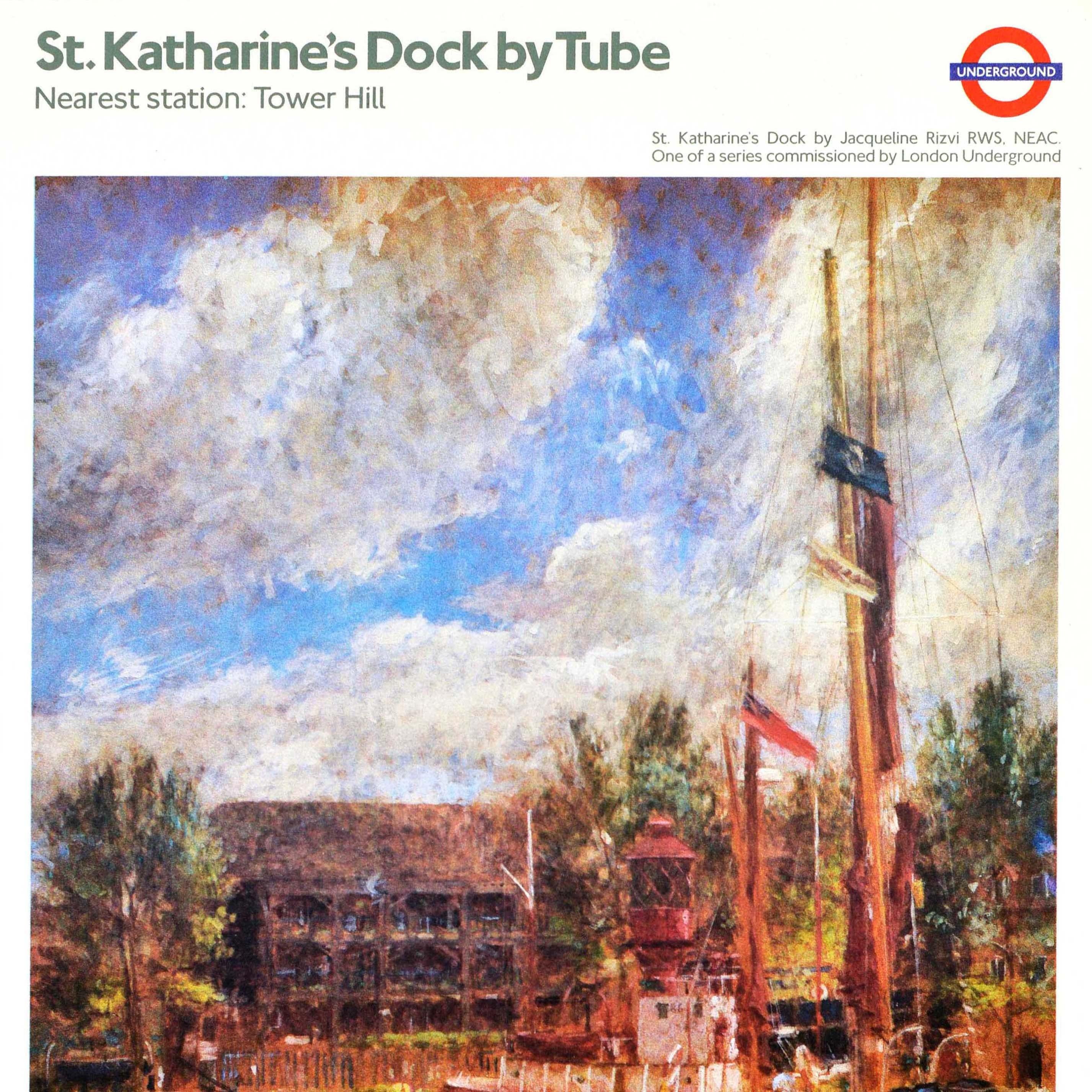 Britannico Poster originale d'epoca della metropolitana di Londra St Katharines Dock, fiume Tamigi in vendita