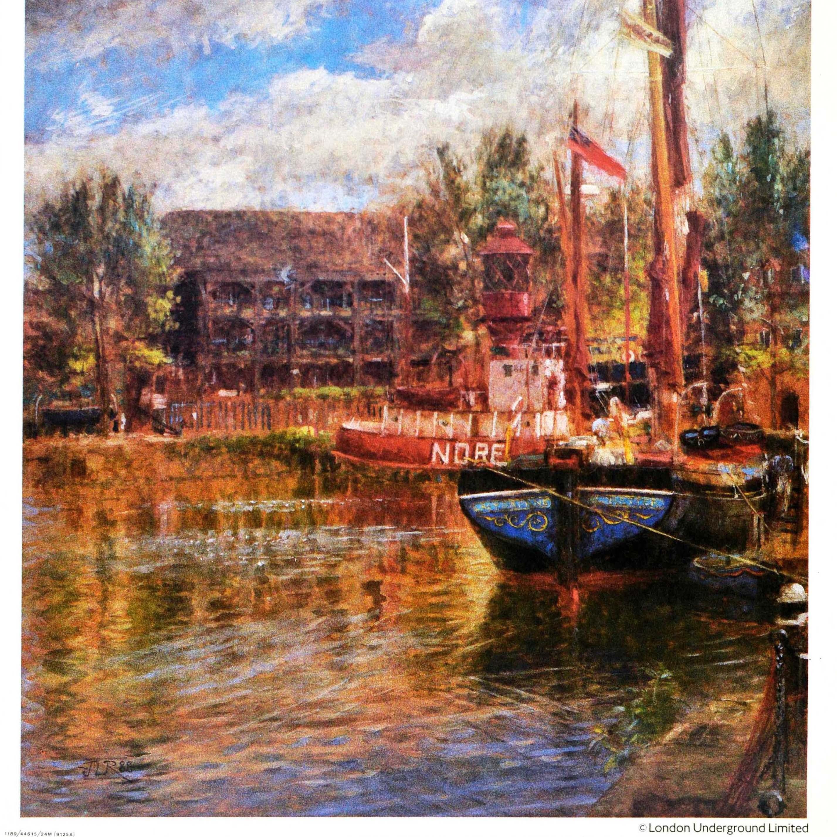 Poster originale d'epoca della metropolitana di Londra St Katharines Dock, fiume Tamigi In condizioni ottime in vendita a London, GB