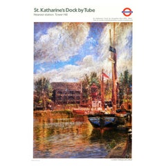 Original Vintage London Underground Poster St Katharines Dock River Thames