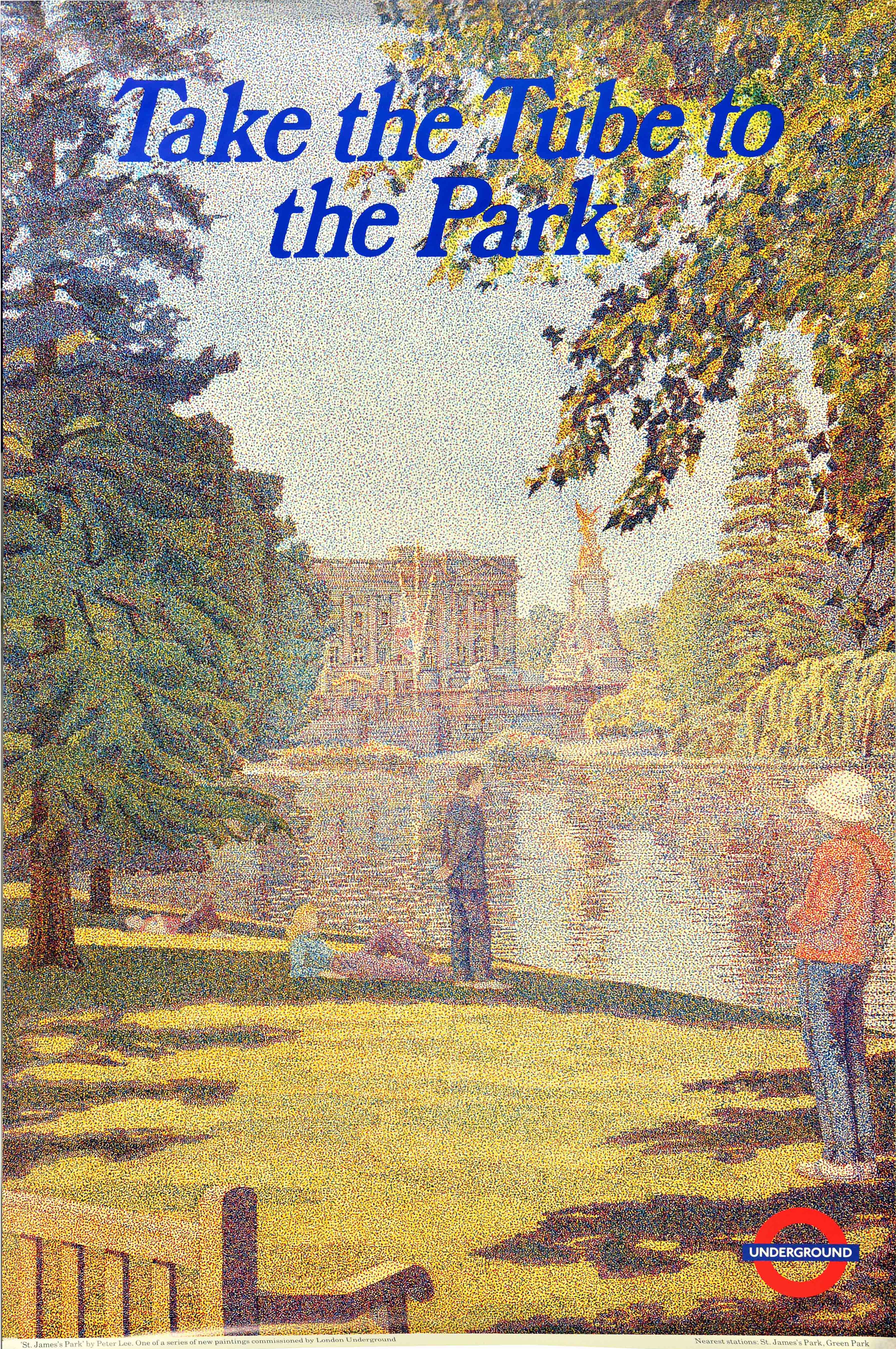 Original Vintage London Underground Poster Take The Tube To The Park Peter Lee