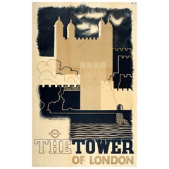 Cartel Vintage Original del Metro de Londres Torre de Londres McKnight Kauffer Art