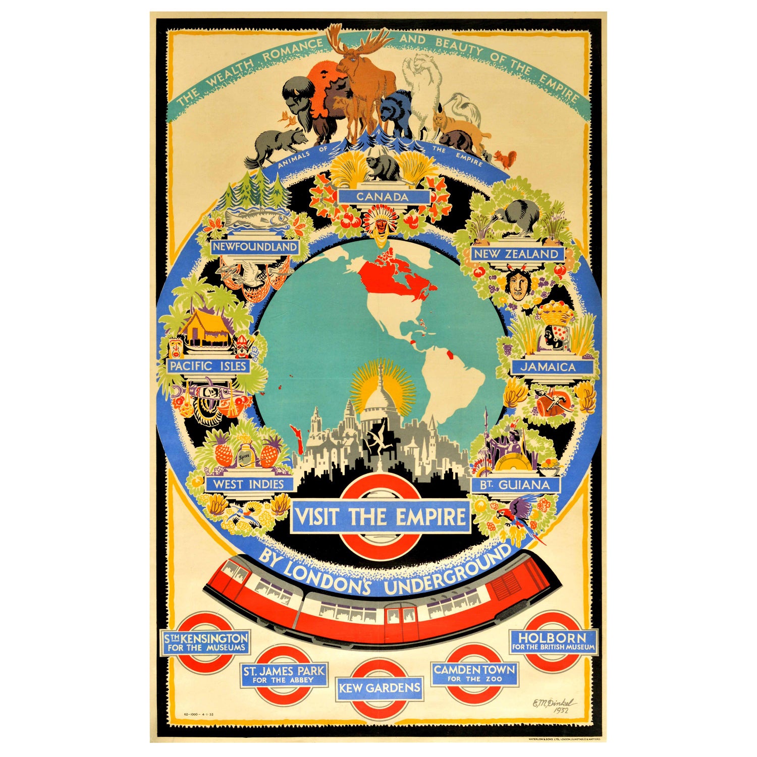 Original Vintage London Underground Poster Visit The Empire Map Tube Travel  Art at 1stDibs