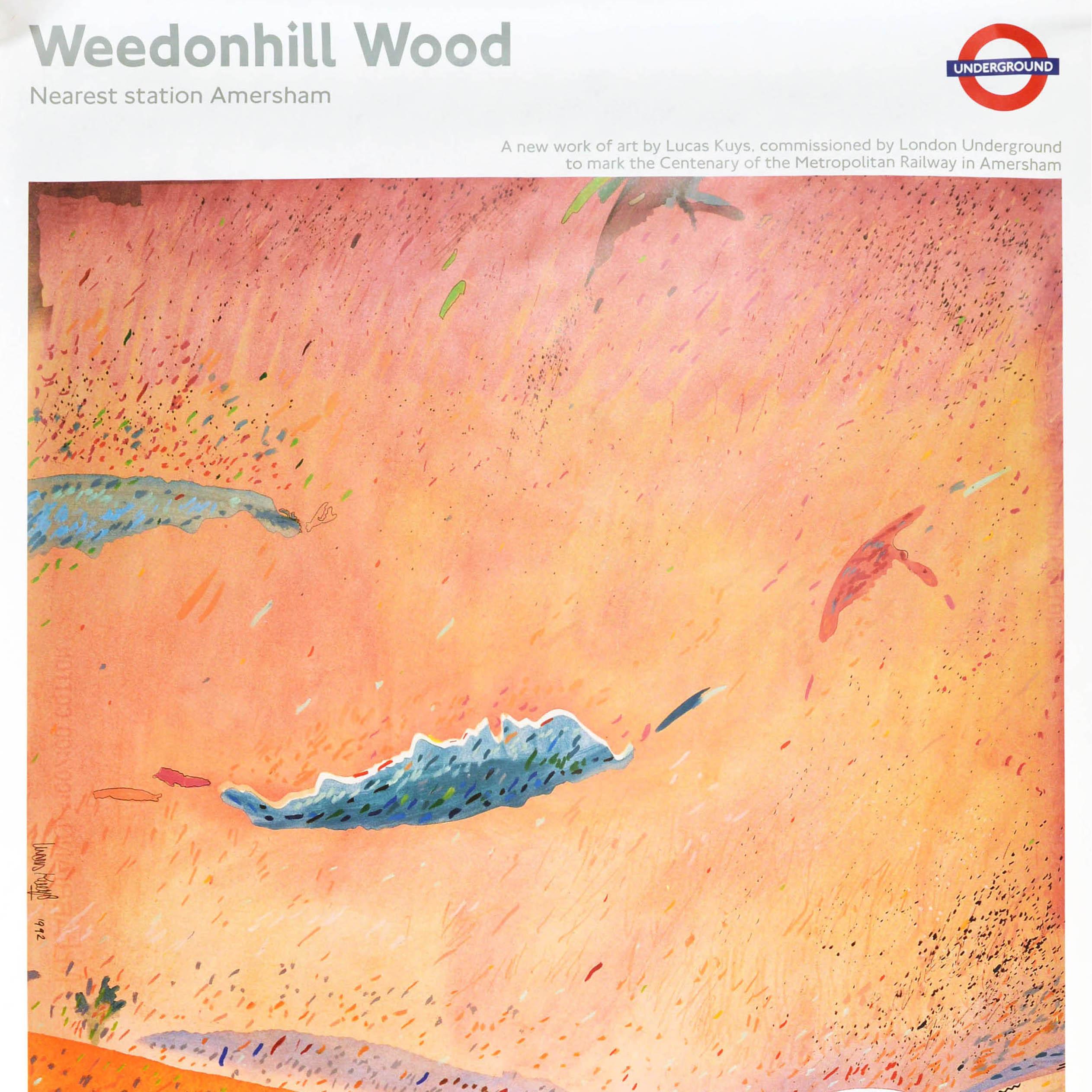 Britannique Affiche originale vintage du métro de Londres Wee Weedonhill Wood Amersham Tube Art en vente