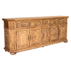 Original Vintage Long French Oak Sideboard Buffet