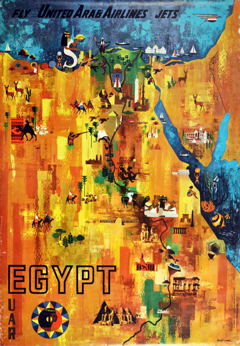 original-vintage-map-poster-egypt-united-arab-airlines-jets-pyramids