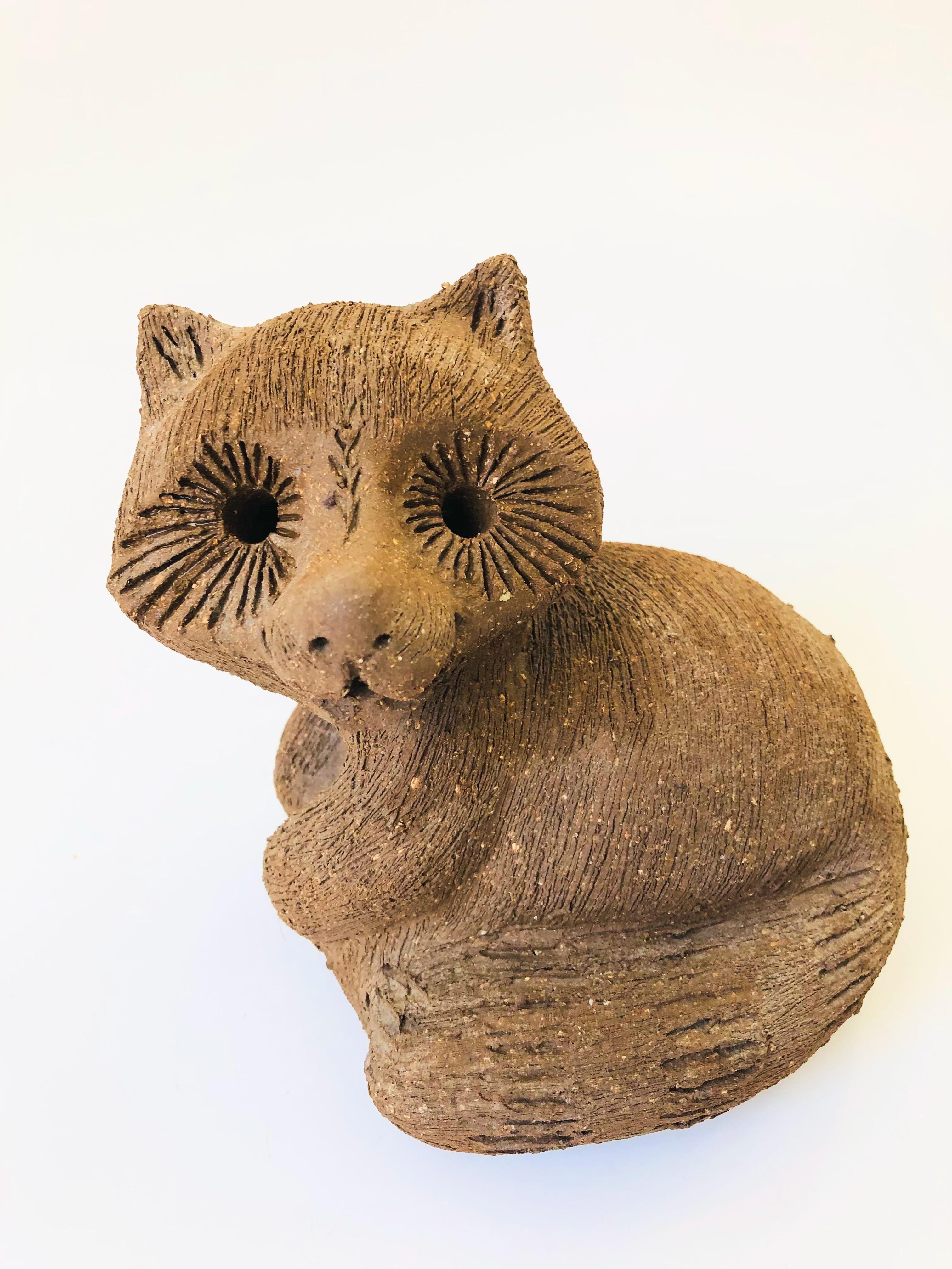 Mid-Century Modern Original Vintage Margaret Hudson Earth Art Raccoon