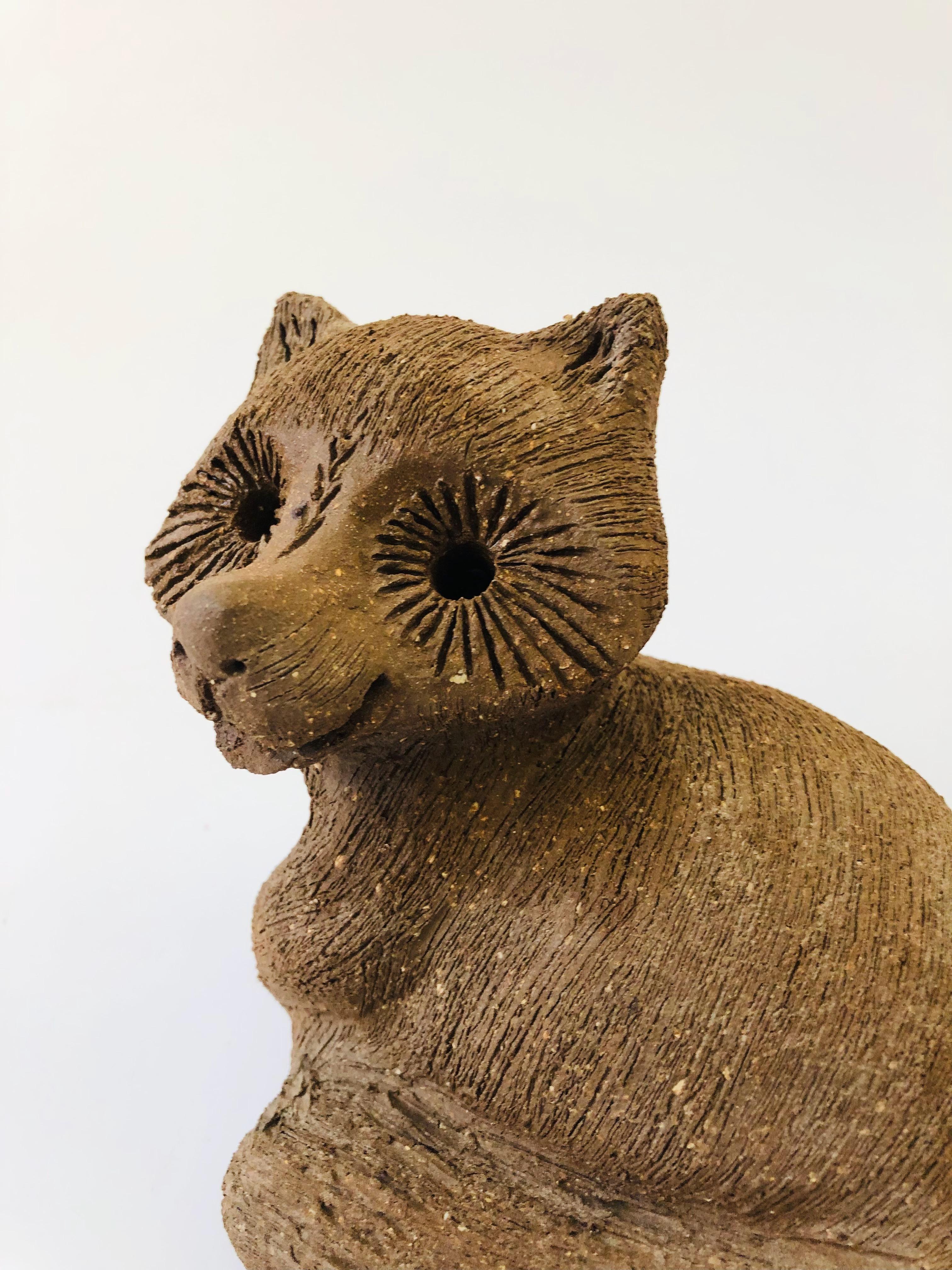 Original Vintage Margaret Hudson Earth Art Raccoon In Good Condition In Fairfield, CA