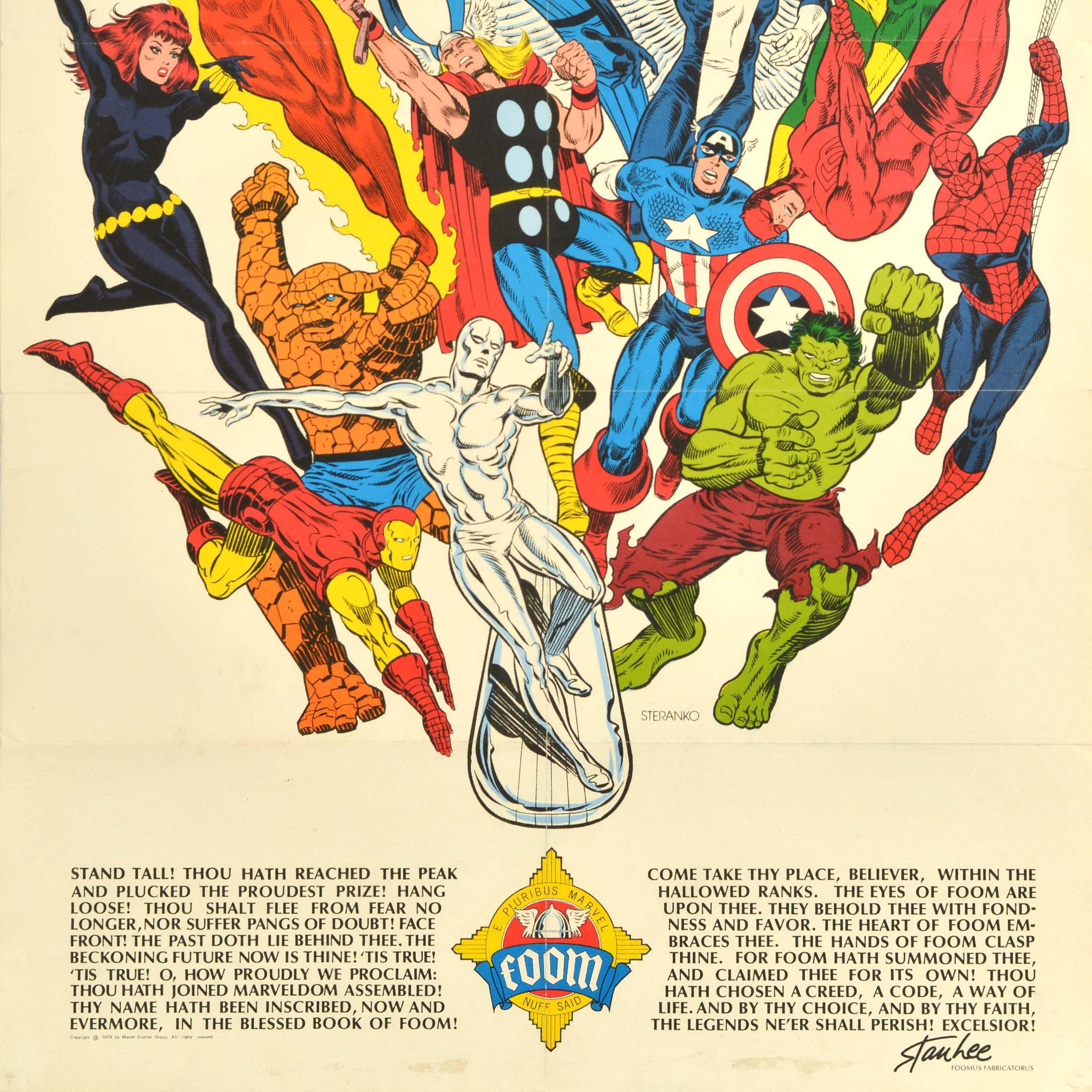 Original Vintage Marvel Comics Poster Foom Stan Lee Jim Steranko Spiderman im Zustand „Gut“ im Angebot in London, GB