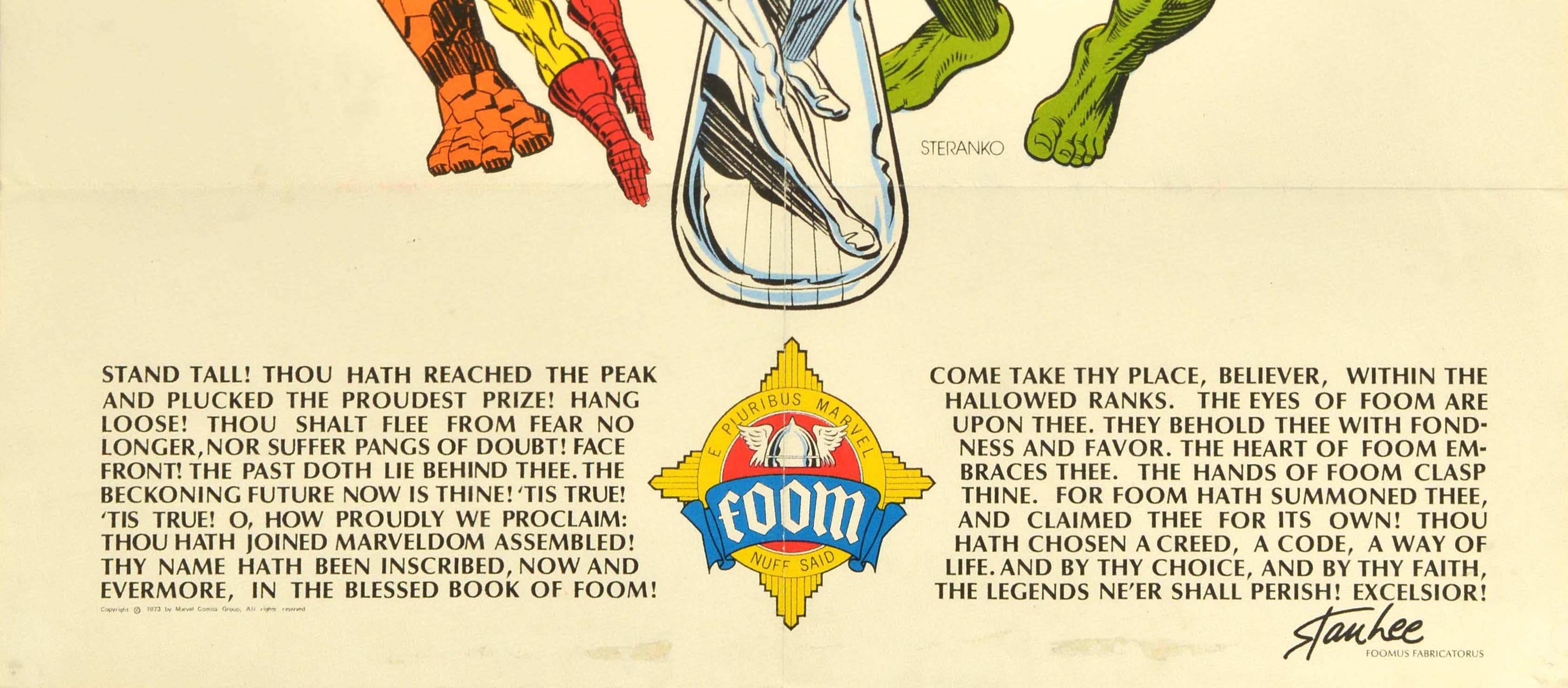 Original Vintage Marvel Comics Poster Foom Stan Lee Jim Steranko Spiderman (Ende des 20. Jahrhunderts) im Angebot
