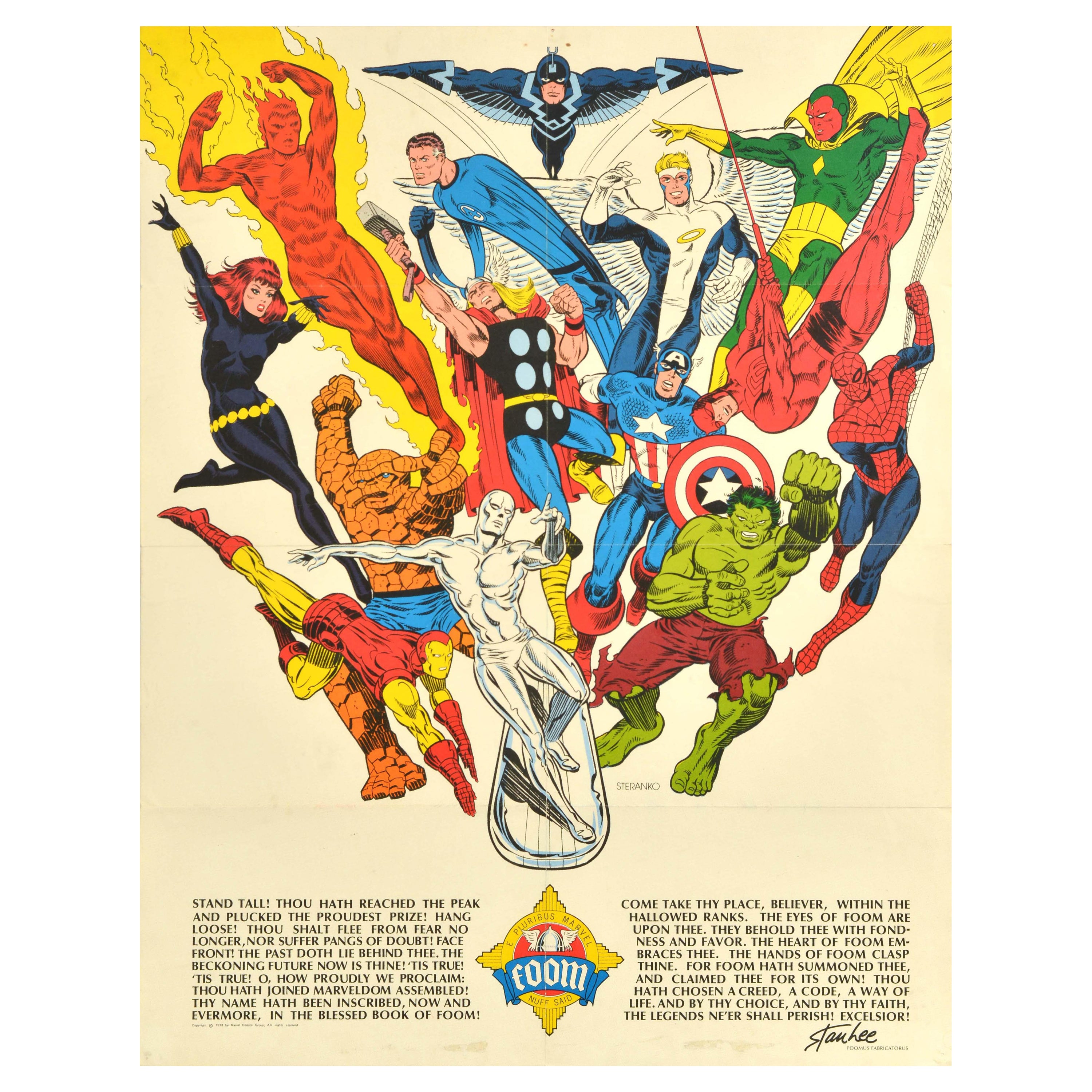Original Vintage Marvel Comics Poster Foom Stan Lee Jim Steranko Spiderman